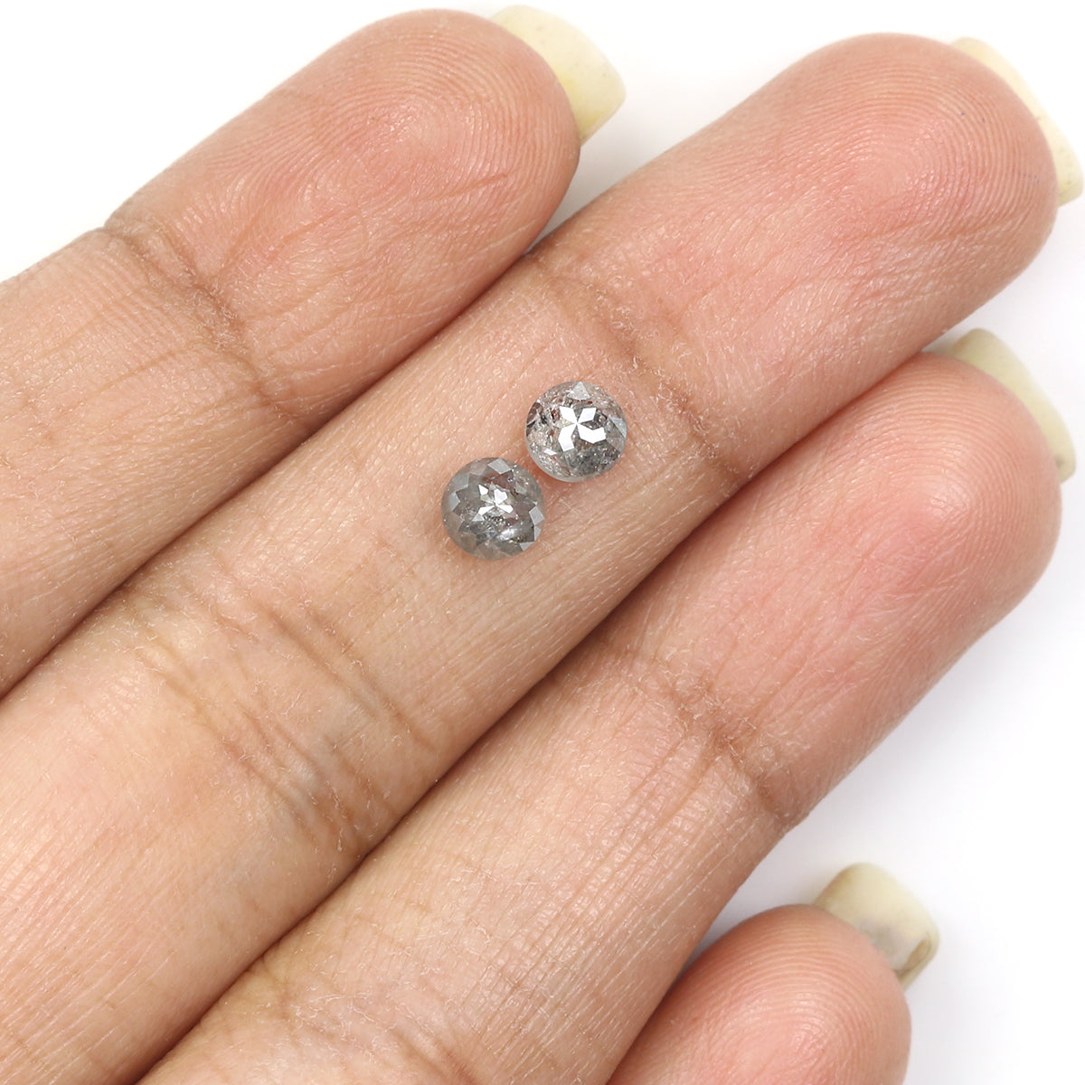 0.98 CT Natural Loose Round Rose Cut Pair Diamond Salt And Pepper Round Shape Diamond 4.55 MM Natural Black Grey Color Round Diamond QK2442