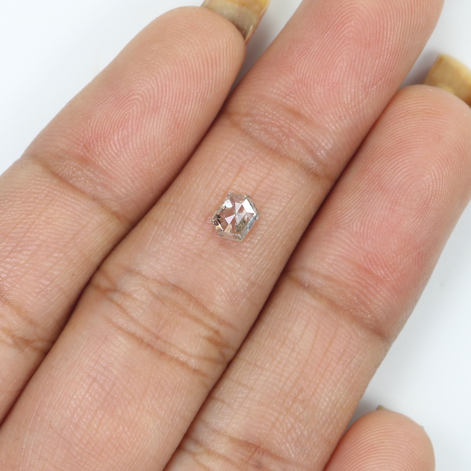 Natural Loose Hexagon Light Brown Color Diamond 0.39 CT 4.81 MM Hexagon Shape Rose Cut Diamond KR2585