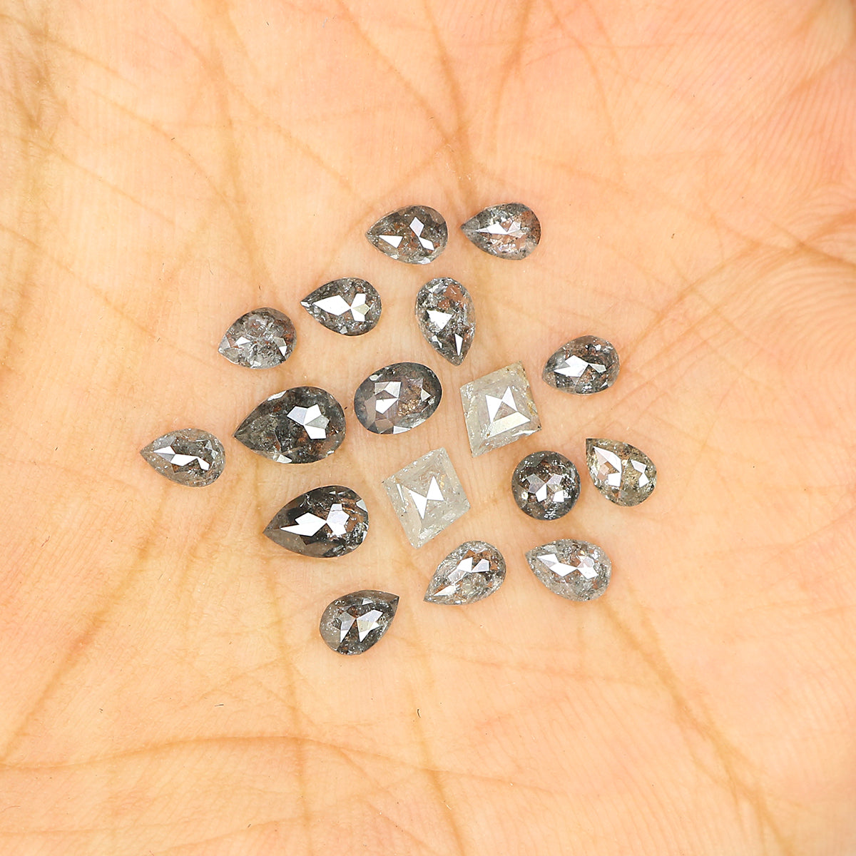 2.67 CT Natural Loose Mix Shape Diamond Salt And Pepper Mix Shape Diamond 3.30 MM Natural Black Grey Color Mix Shape Rose Cut Diamond LQ959