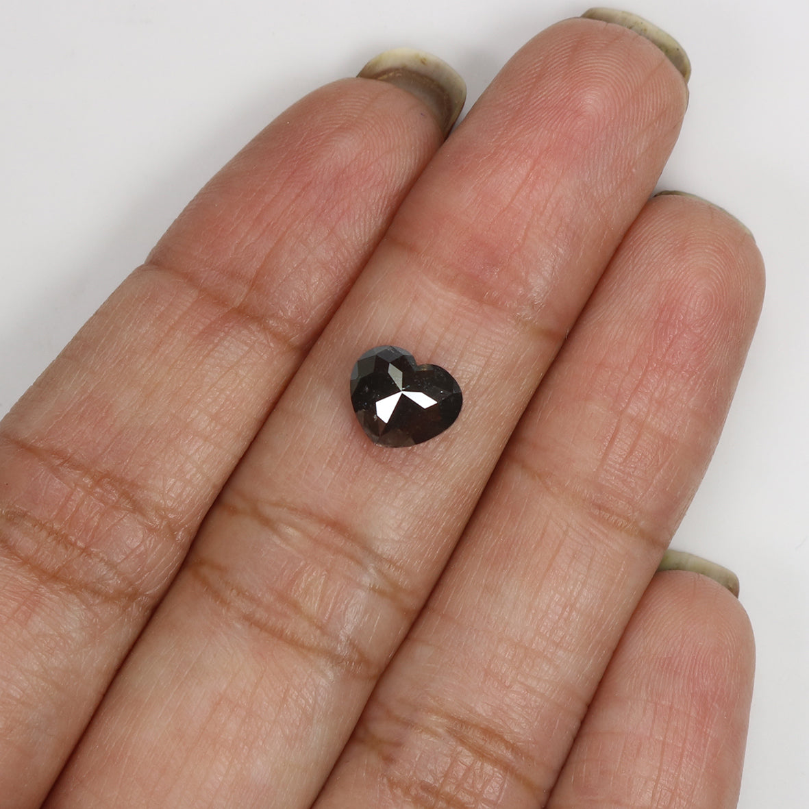 1.45 CT Natural Loose Heart Shape Diamond Salt And Pepper Heart Rose Cut Diamond 6.45 MM Black Grey Color Heart Rose Cut Diamond QL1943