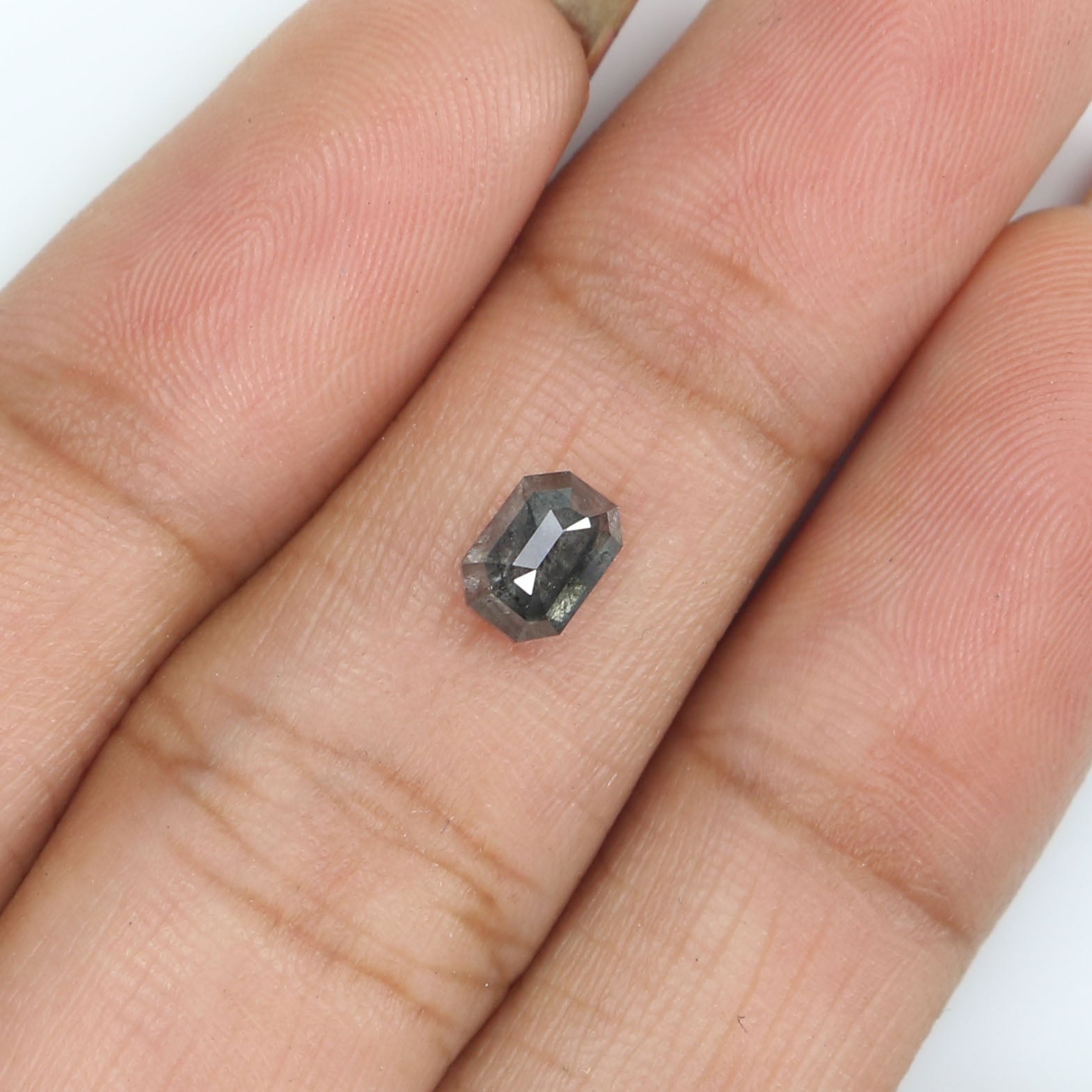 0.65 CT Natural Loose Emerald Shape Diamond Salt And Pepper Emerald Cut Diamond 5.65 MM Natural Black Grey Emerald Rose Cut Diamond LQ2530