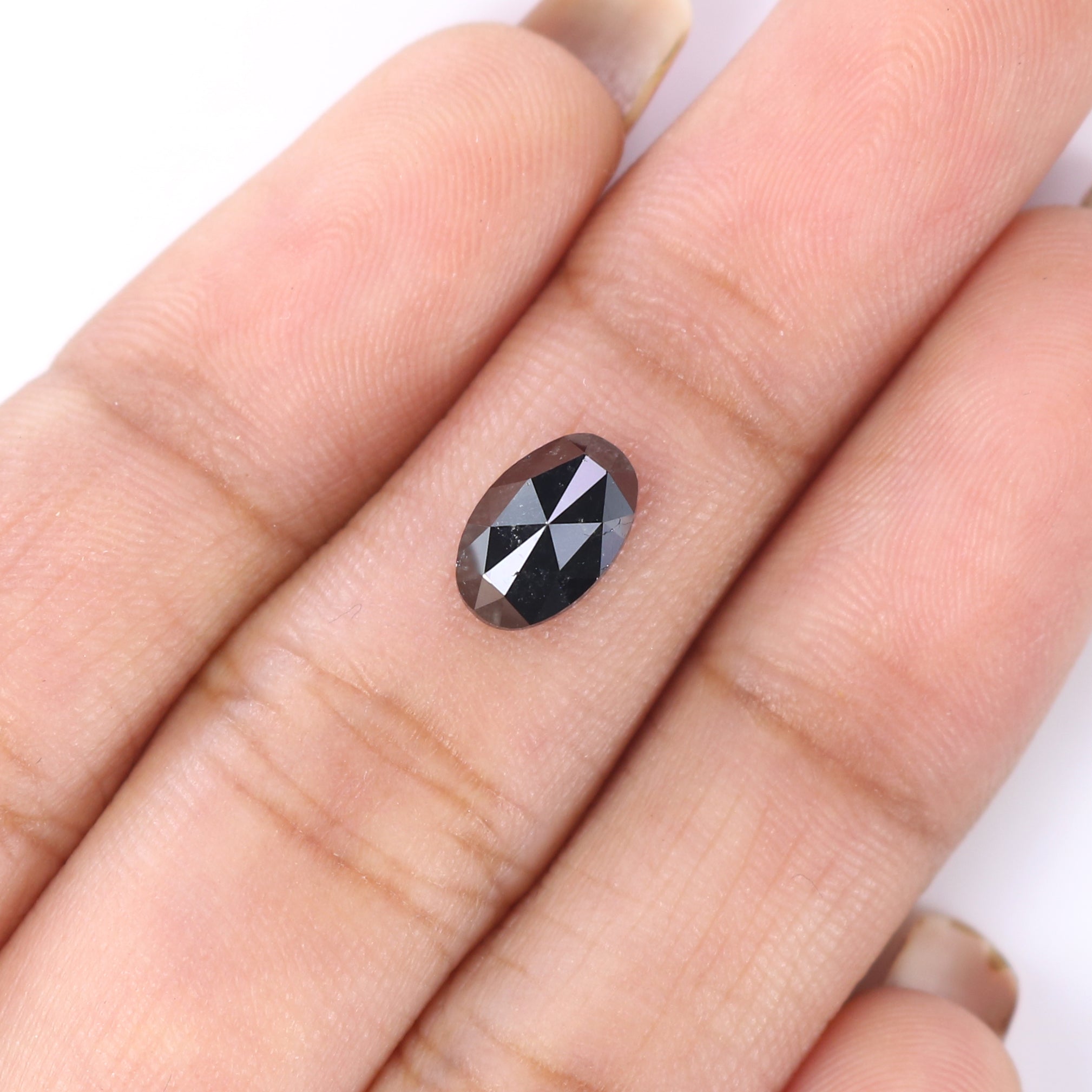 1.06 CT Natural Loose Oval Shape Diamond Black Color Oval Cut Diamond 8.30 MM Natural Loose Black Color Diamond Oval Rose Cut Diamond KQ2514