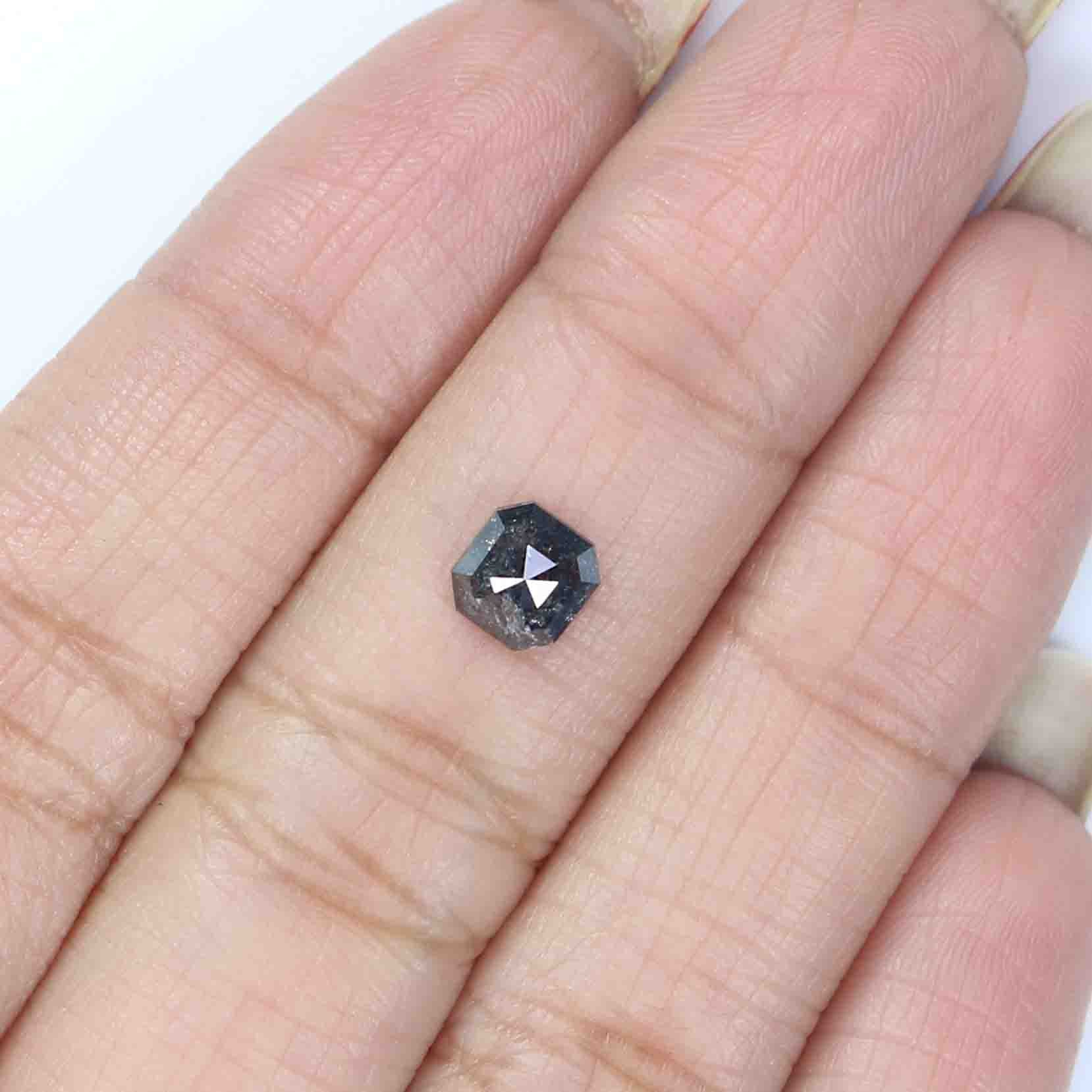 0.81 CT Natural Loose Radiant Shape Diamond Salt And Pepper Radiant Diamond 5.50 MM Natural Black Grey Color Radiant Rose Cut Diamond LQ8808