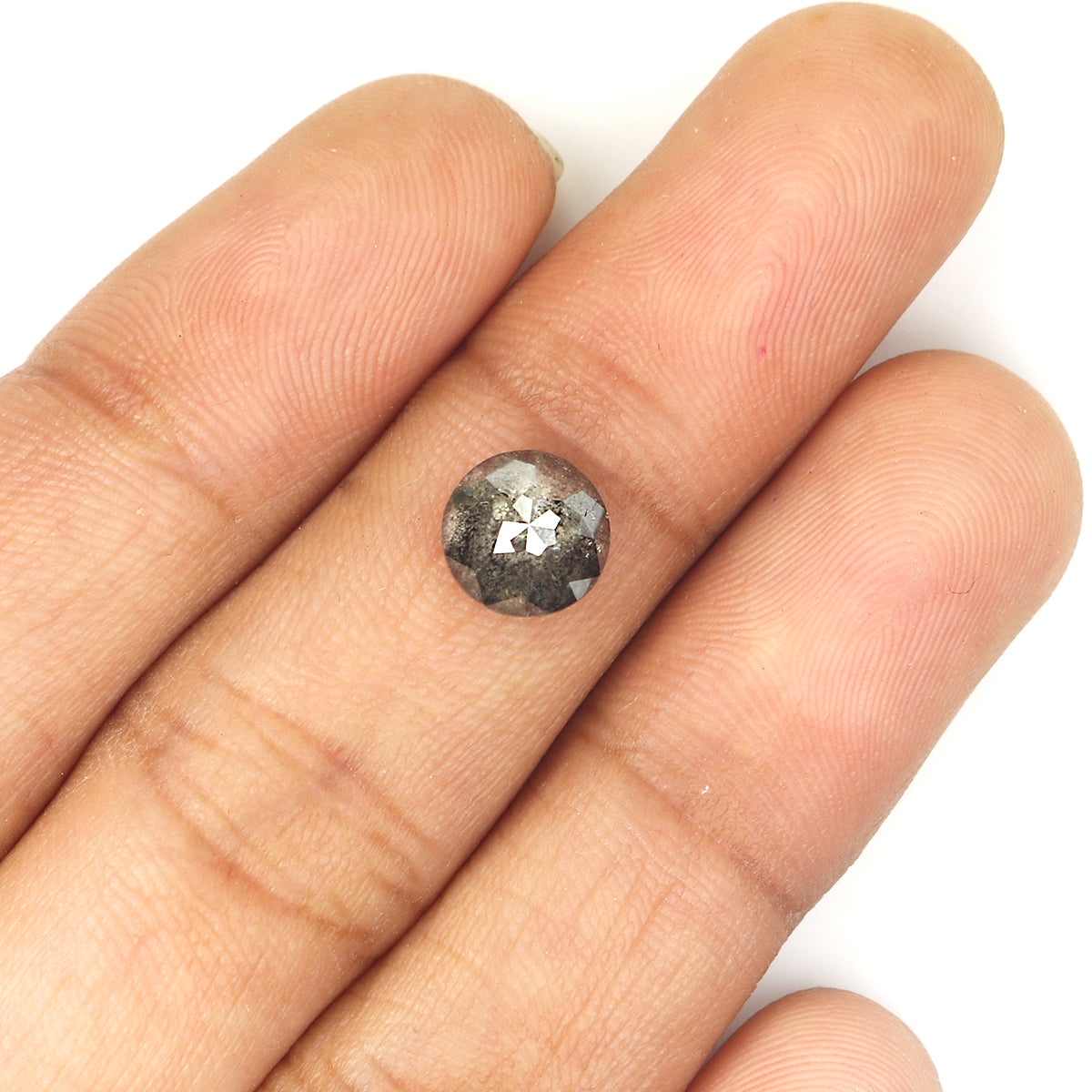 1.71 Ct Natural Loose Round Rose Cut Diamond Black Color Rose Cut Diamond 7.20 MM Natural Loose Salt And Pepper Rose Cut Diamond QL1198