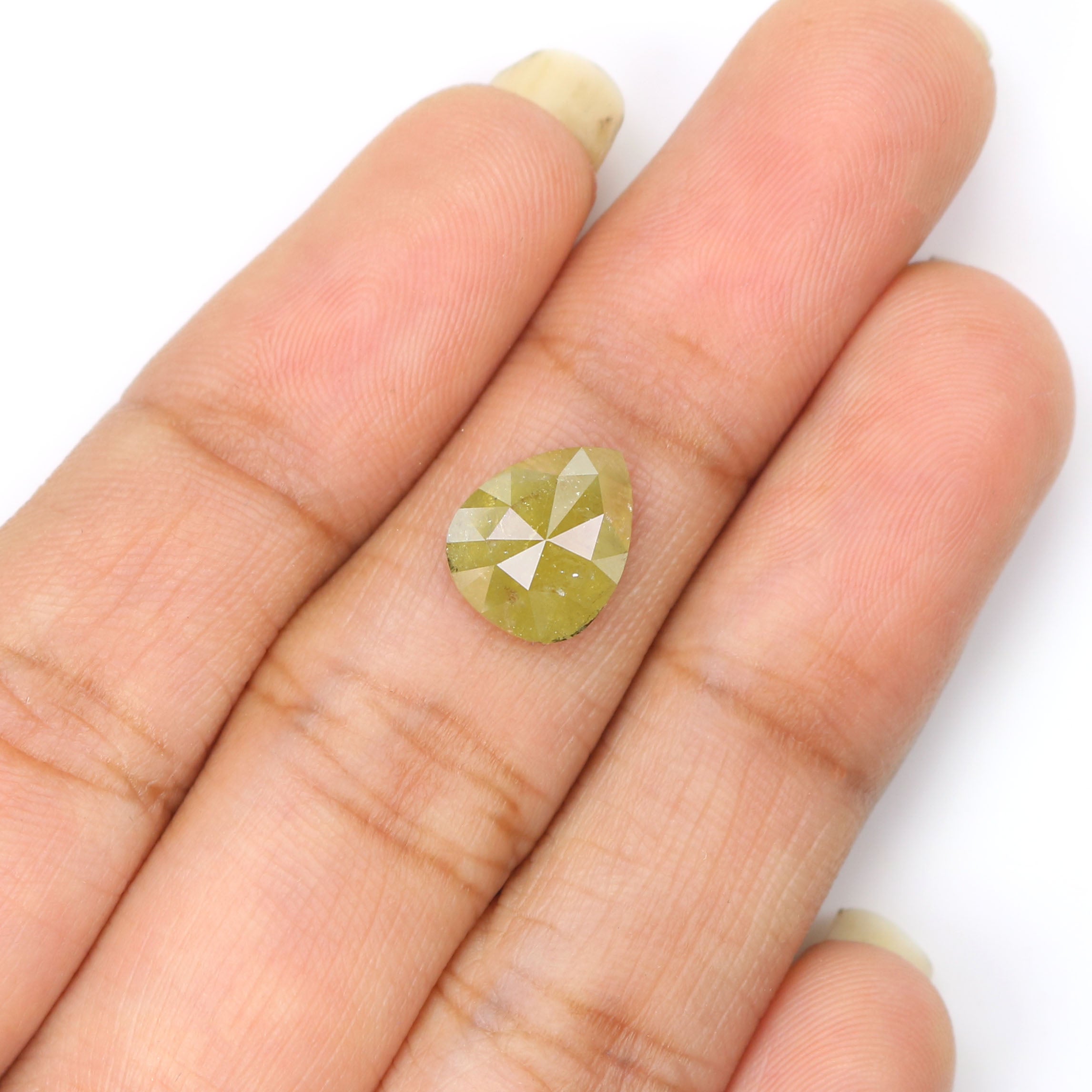 1.84 CT Natural Loose Pear Shape Diamond Yellow Color Pear Cut Diamond 10.00 MM Natural Yellow Color Diamond Pear Rose Cut Diamond KQ1024