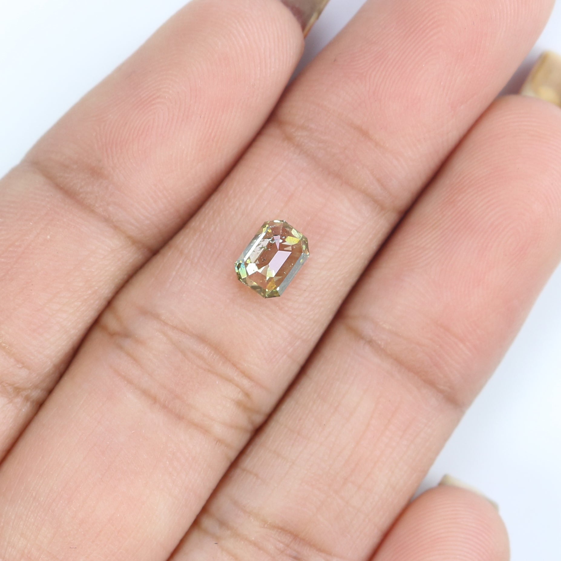 0.67 CT Natural Loose Emerald Shape Diamond Green Color Emerald Shape Diamond 5.75 MM Natural Green Color Emerald Rose Cut Diamond QL2548