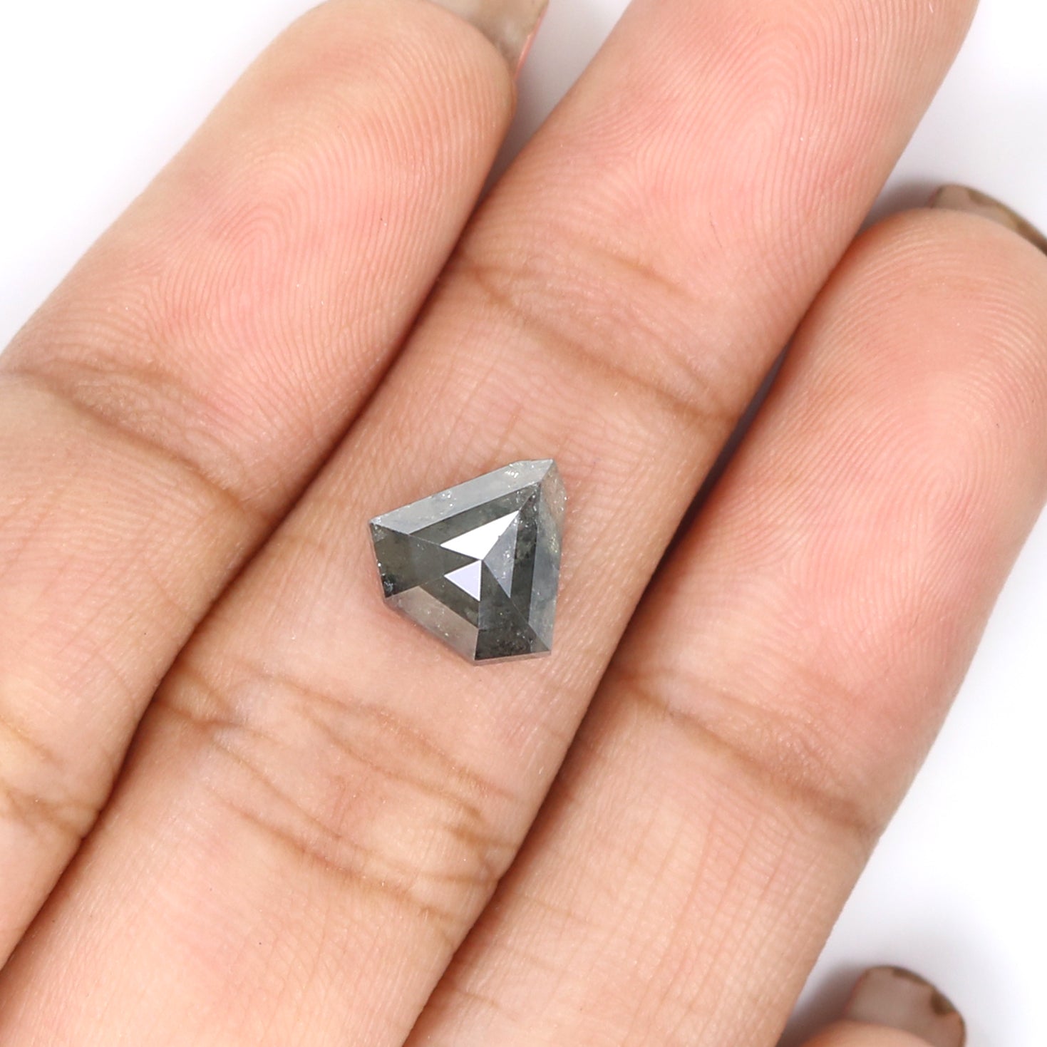 2.01 Ct Natural Loose Shield Shape Diamond Gray Color Shield Cut Diamond 8.40 MM Natural Gray Color Diamond Shield Rose Cut Diamond LQB8223
