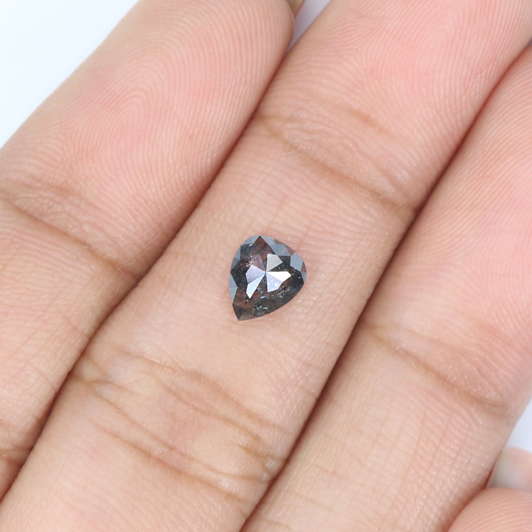 0.48 CT Natural Loose Heart Shape Diamond Salt And Pepper Heart Diamond 5.70 MM Natural Loose Black Grey Color Heart Shape Rose Cut QK2534