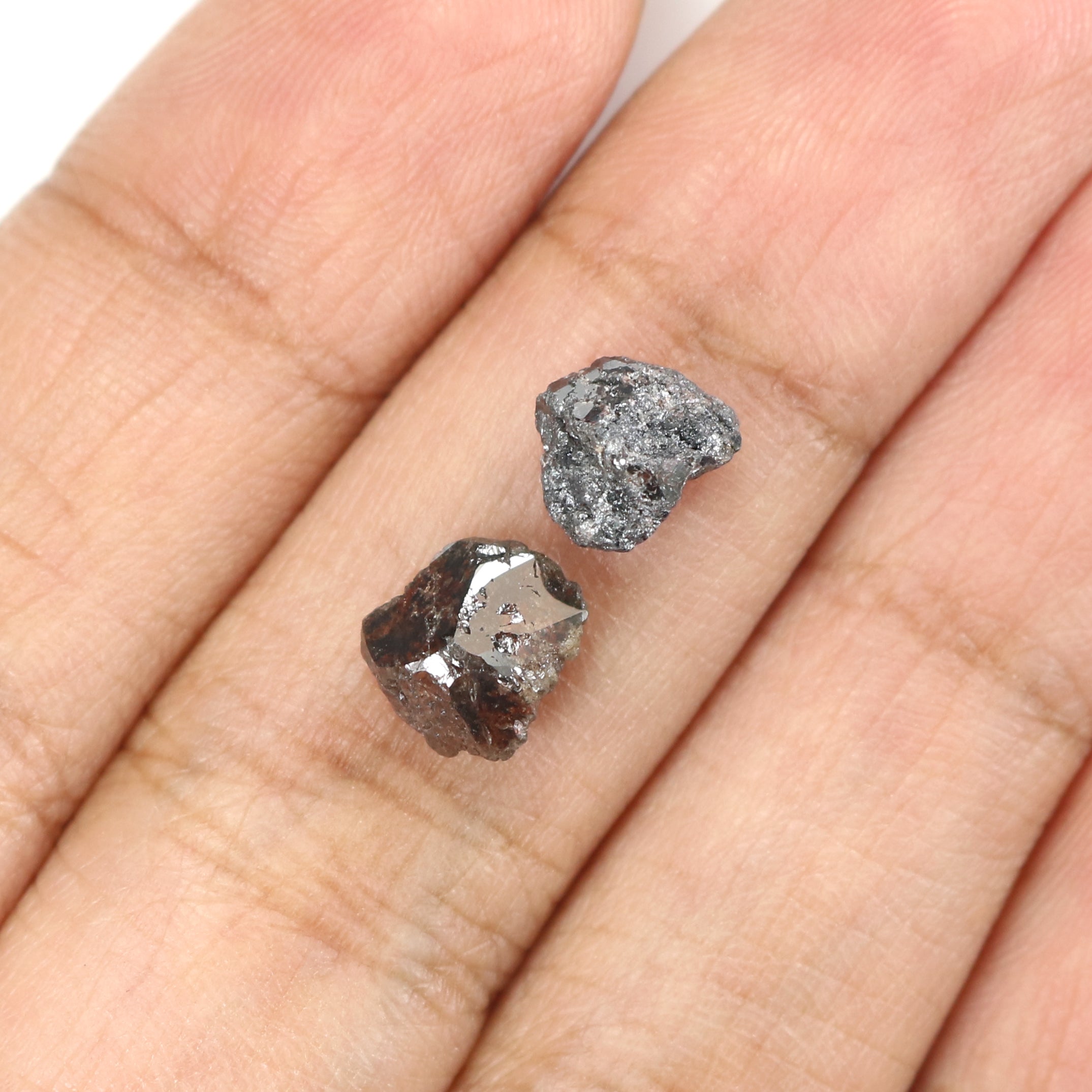 Natural Loose Rough Brown Black Color Diamond 3.19 CT 7.30 MM Rough Facet Shape Rose Cut Diamond L2048