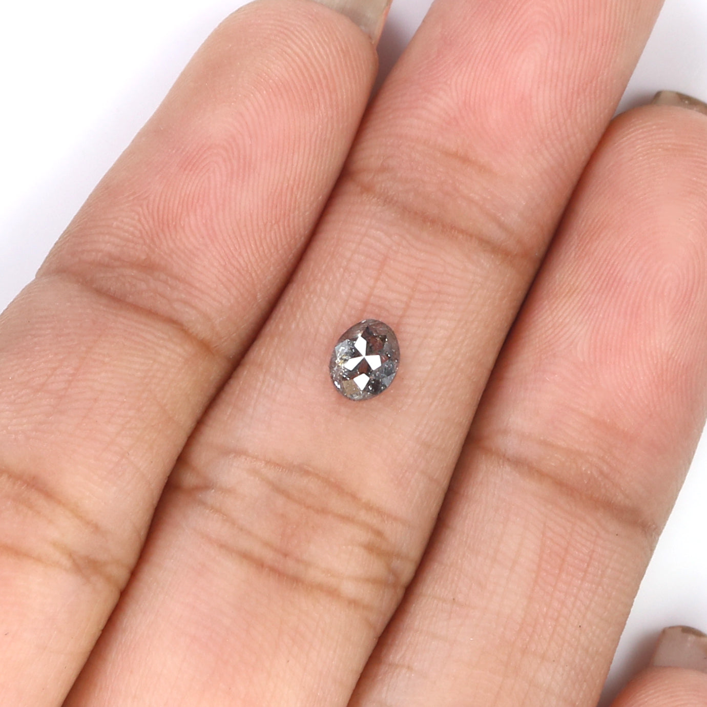 0.36 CT Natural Loose Oval Shape Diamond Salt And Pepper Oval Diamond 4.85 MM Natural Loose Black Grey Color Oval Rose Cut Diamond KQ2502