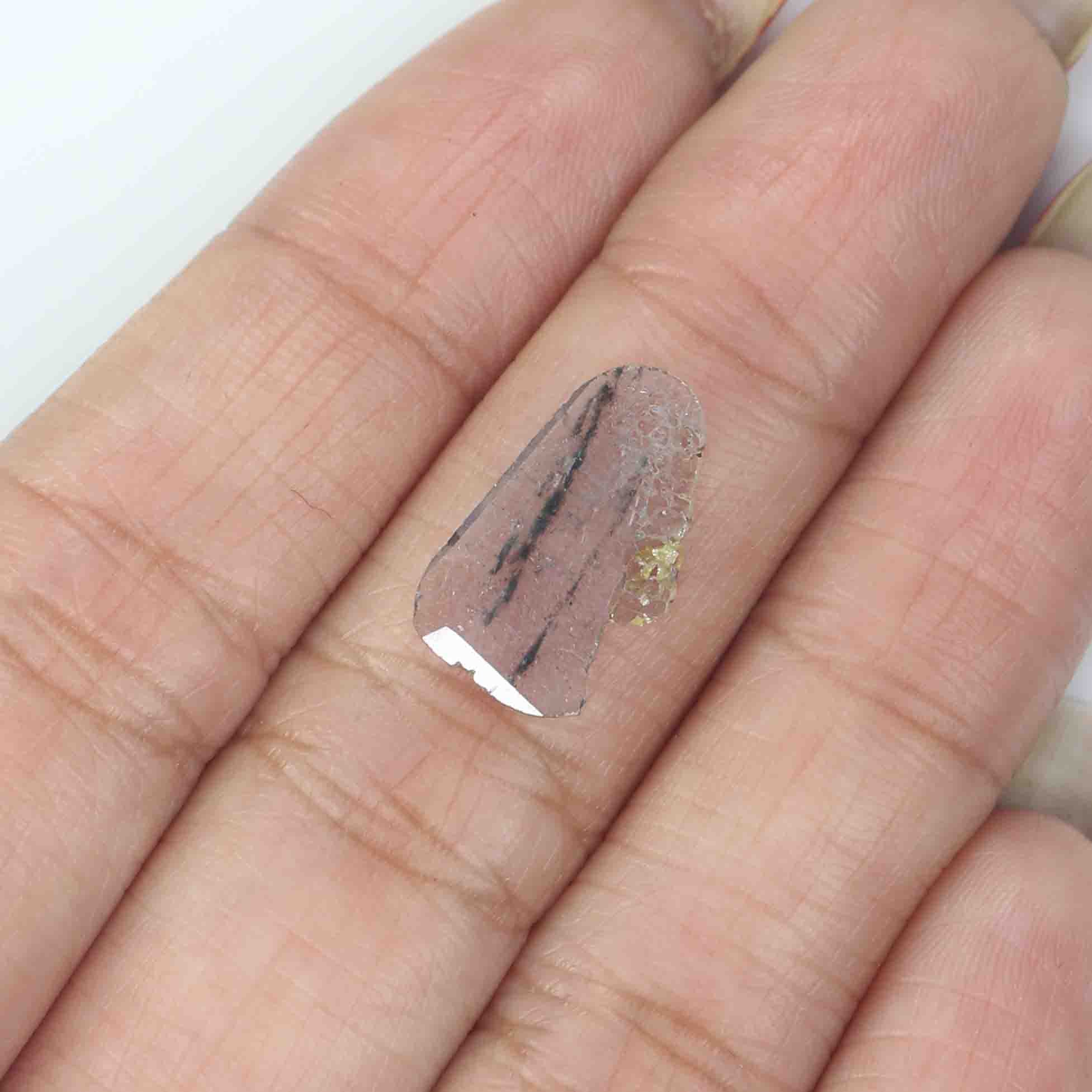 0.91 Ct Natural Loose Slice Shape Diamond Grey Color Slice Cut Diamond 15.75 MM Natural Loose Grey Color Slice Irregular Cut Diamond LQ9774