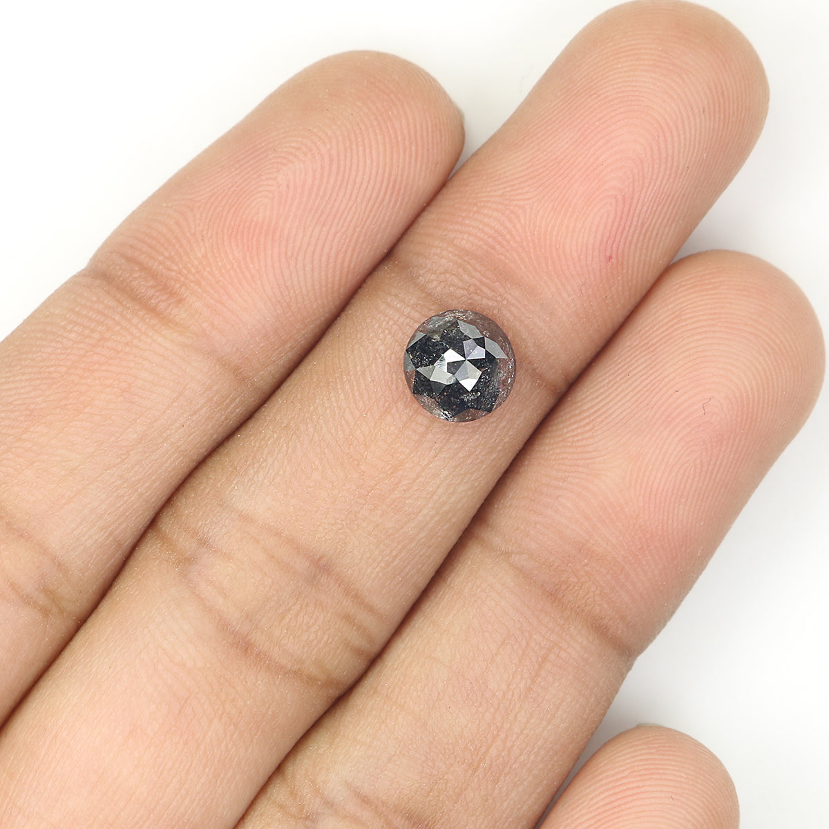 1.21 CT Natural Loose Round Rose Cut Diamond Salt And Pepper Round Diamond 6.80 MM Natural Loose Black Grey Color Rose Cut Diamond LQ1164