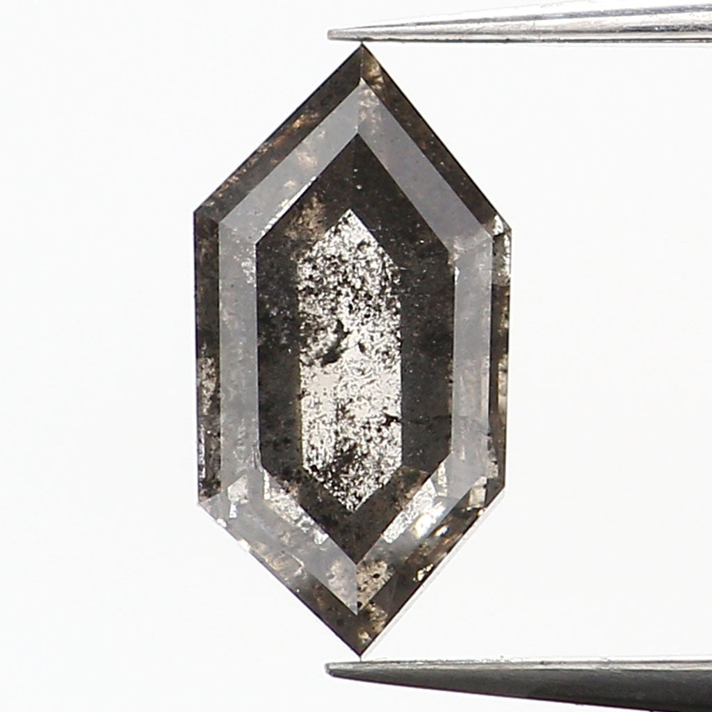 0.61 CT Natural Loose Hexagon Cut Diamond Salt And Pepper Hexagon Diamond 7.65 MM Natural Loose Black Grey Color Hexagon Cut Diamond QL9458