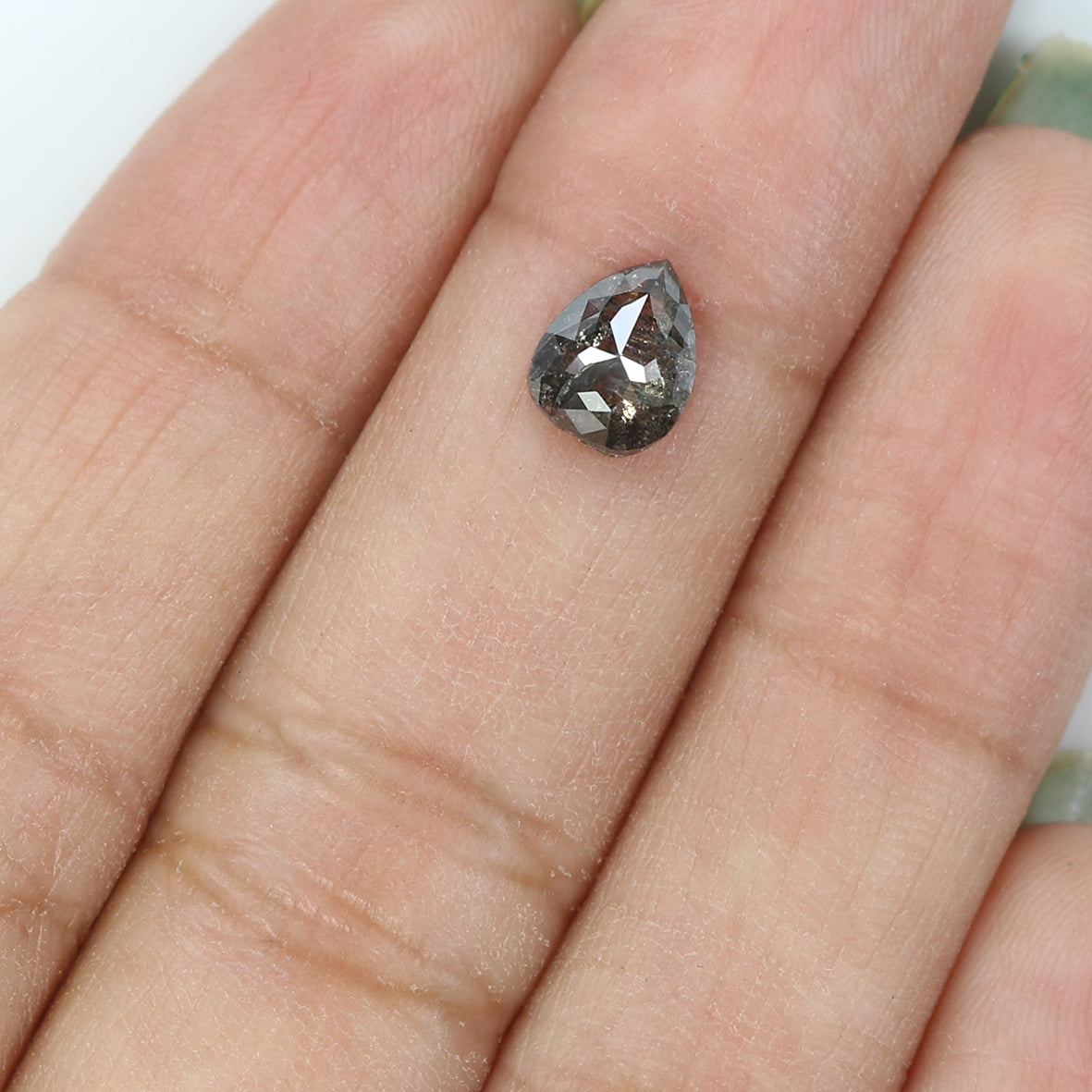 0.91 CT Natural Loose Pear Shape Diamond Salt And Pepper Pear Cut Diamond 7.20 MM Natural Black Grey Color Pear Rose Cut Diamond QL1665