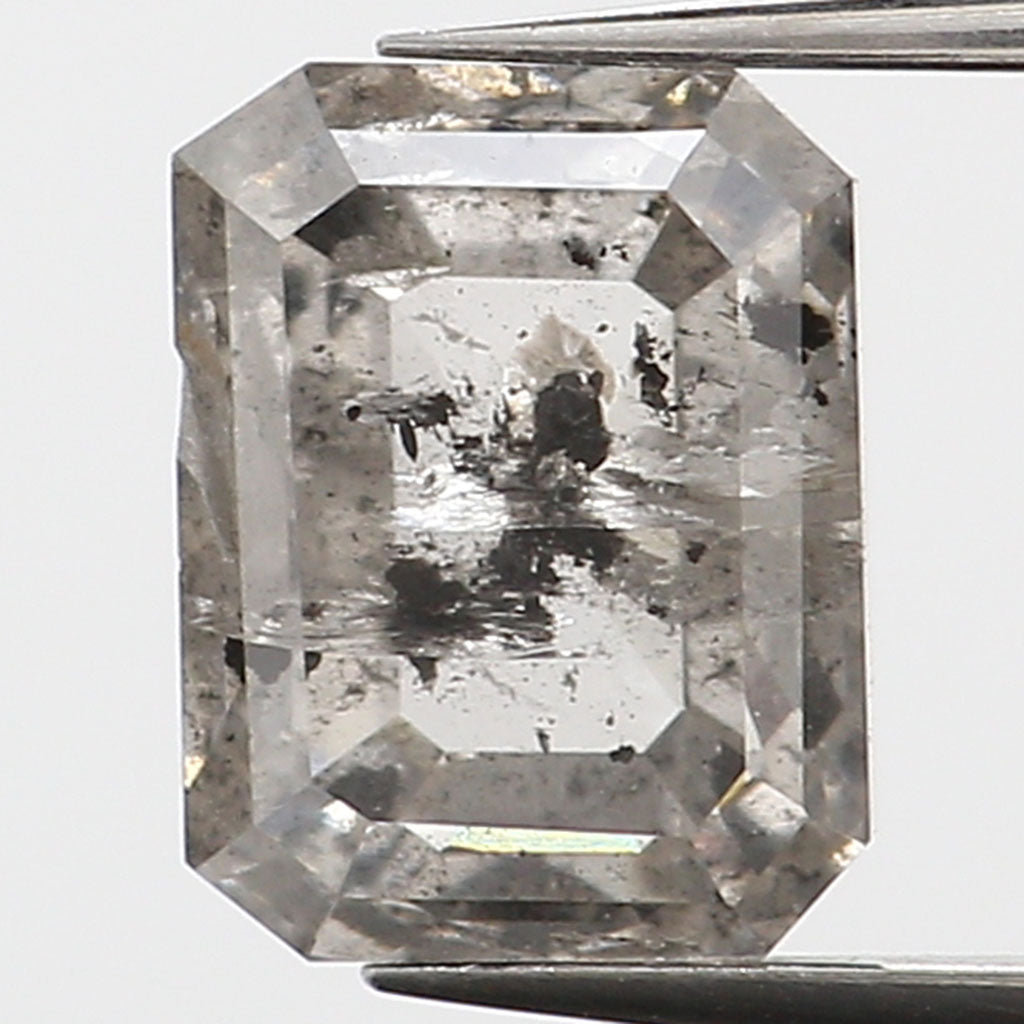 0.94 CT Natural Loose Emerald Shape Diamond Salt And Pepper Emerald Cut Diamond 5.90 MM Natural Black Grey Emerald Rose Cut Diamond QL9559