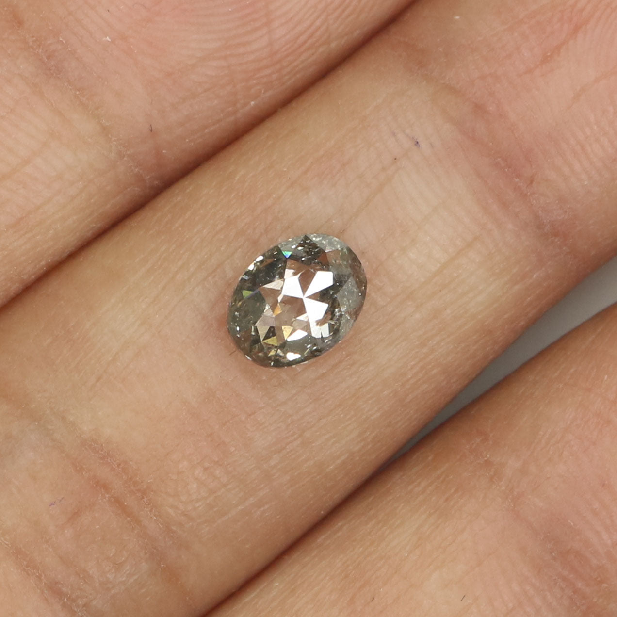 0.71 CT Natural Loose Oval Shape Diamond Salt And Pepper Oval Diamond 6.30 MM Natural Loose Black Grey Diamond Oval Rose Cut Diamond QL339