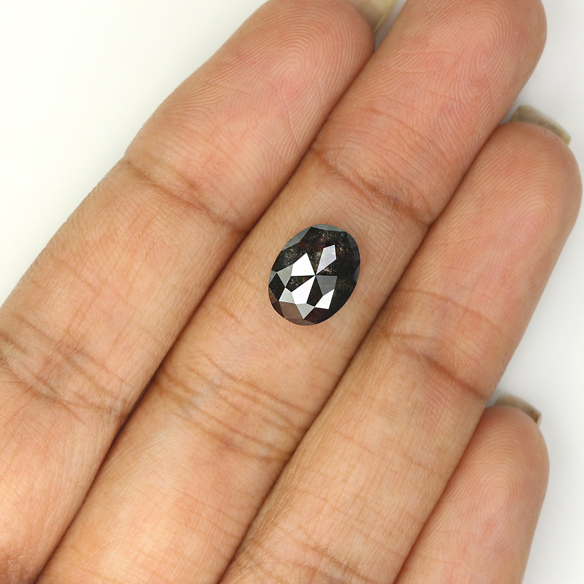 2.51 CT Natural Loose Oval Shape Diamond Salt And Pepper Oval Rose Cut Diamond 9.50 MM Black Grey Color Oval Shape Rose Cut Diamond QL1367