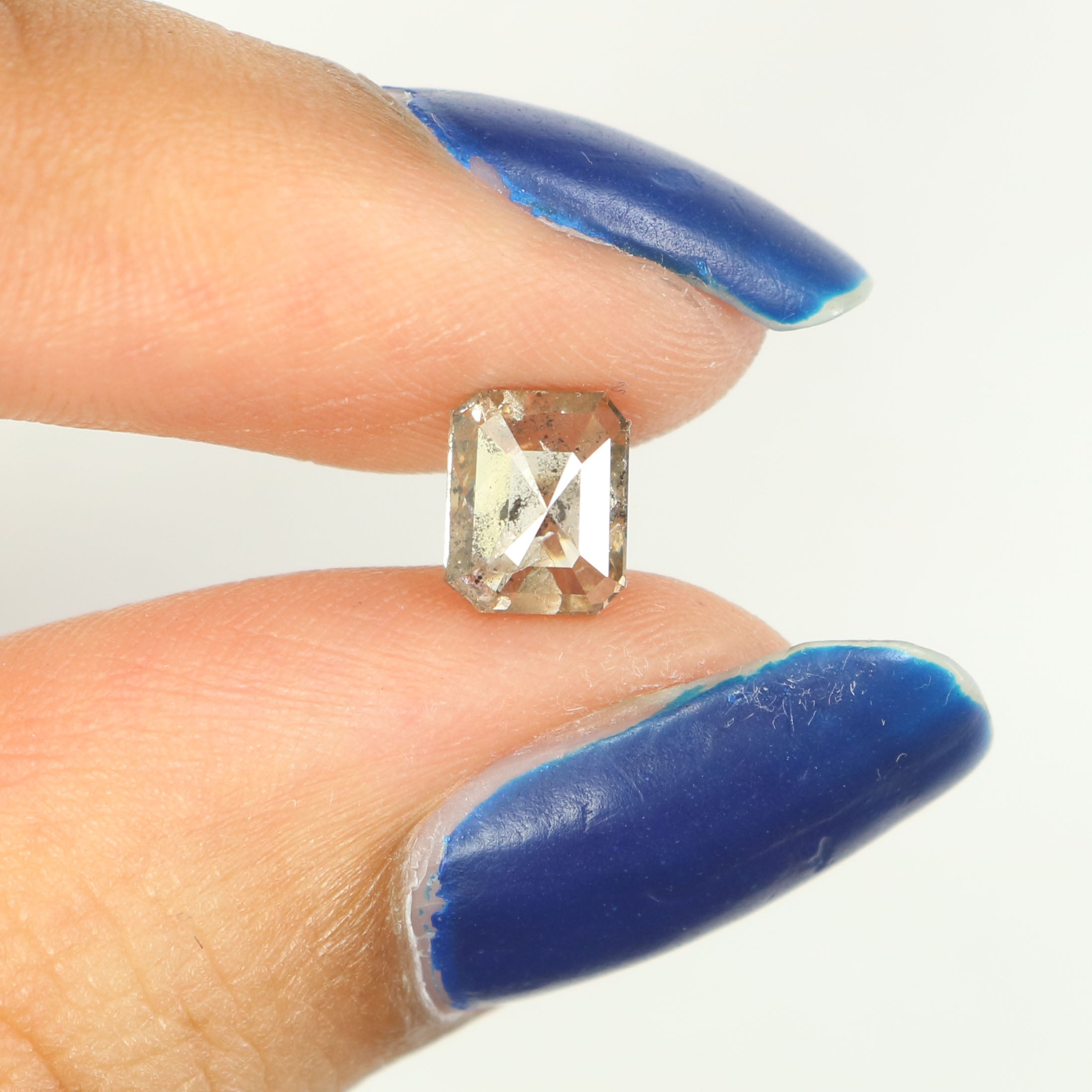 0.86 CT Natural Loose Emerald Shape Diamond Salt And Pepper Emerald Shape Diamond 6.10 MM Black Grey Color Emerald Rose Cut Diamond QL9563