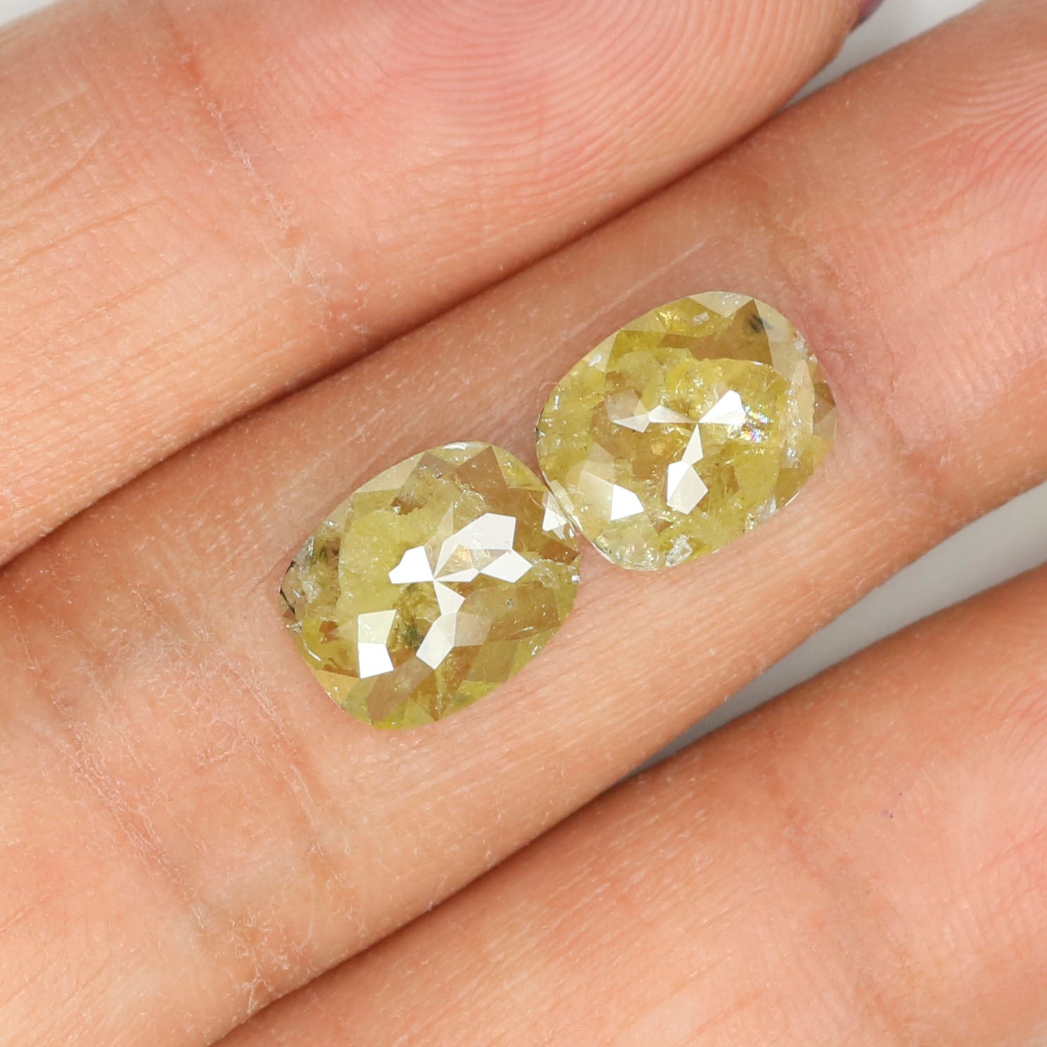 2.75 CT Natural Loose Oval Cut Pair Diamond Yellow Color Oval Shape Diamond 8.90 MM Natural Loose Yellow Color Oval Rose Cut Diamond QL5016