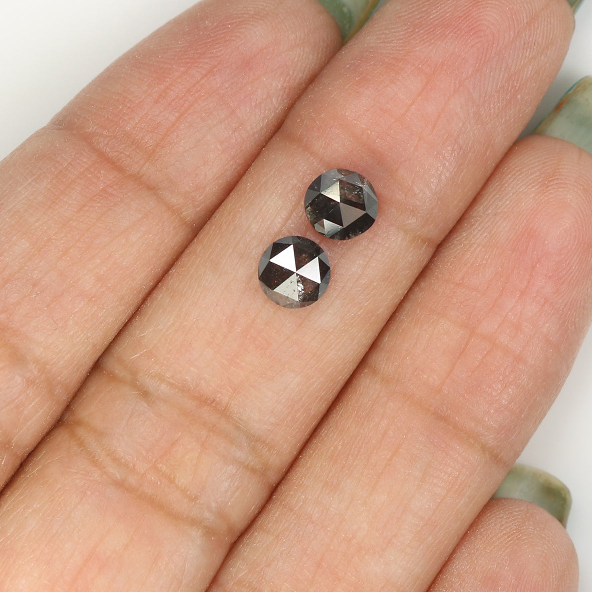 1.01 CT Natural Loose Round Rose Cut Pair Diamond Salt And Pepper Round Shape Diamond 5.00 MM Black Grey Round Shape Rose Cut Diamond L1662