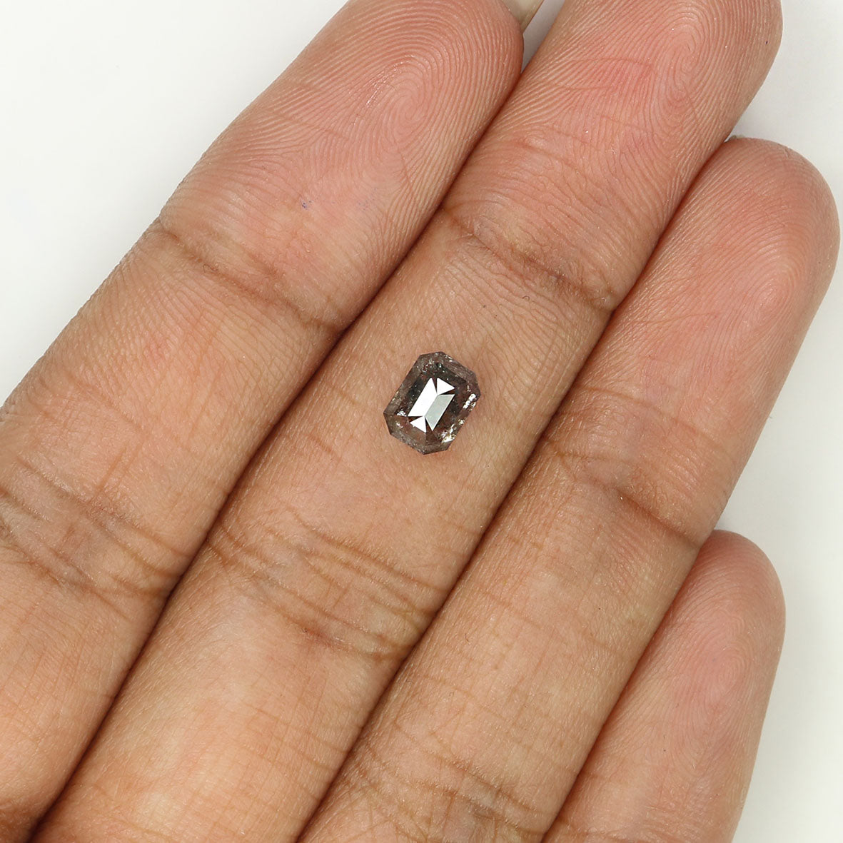 0.90 CT Natural Loose Emerald Shape Diamond Salt And Pepper Emerald Diamond 6.00 MM Black Grey Color Emerald Shape Rose Cut Diamond QL1228