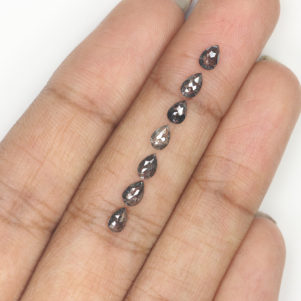 1.18 CT Natural Loose Pear Shape Diamond Salt And Pepper Pear Cut Diamond 4.30 MM Natural Black Grey Diamond Pear Rose Cut Diamond LQ1839