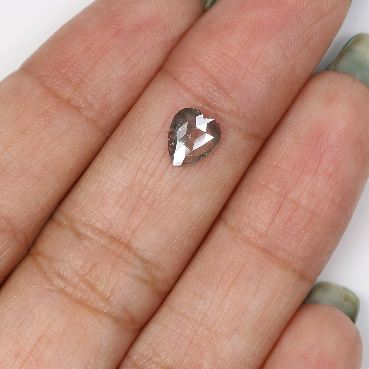0.65 CT Natural Loose Heart Shape Diamond Salt And Pepper Heart Diamond 6.65 MM Natural Loose Black Grey Color Heart Rose Cut Diamond QL1627
