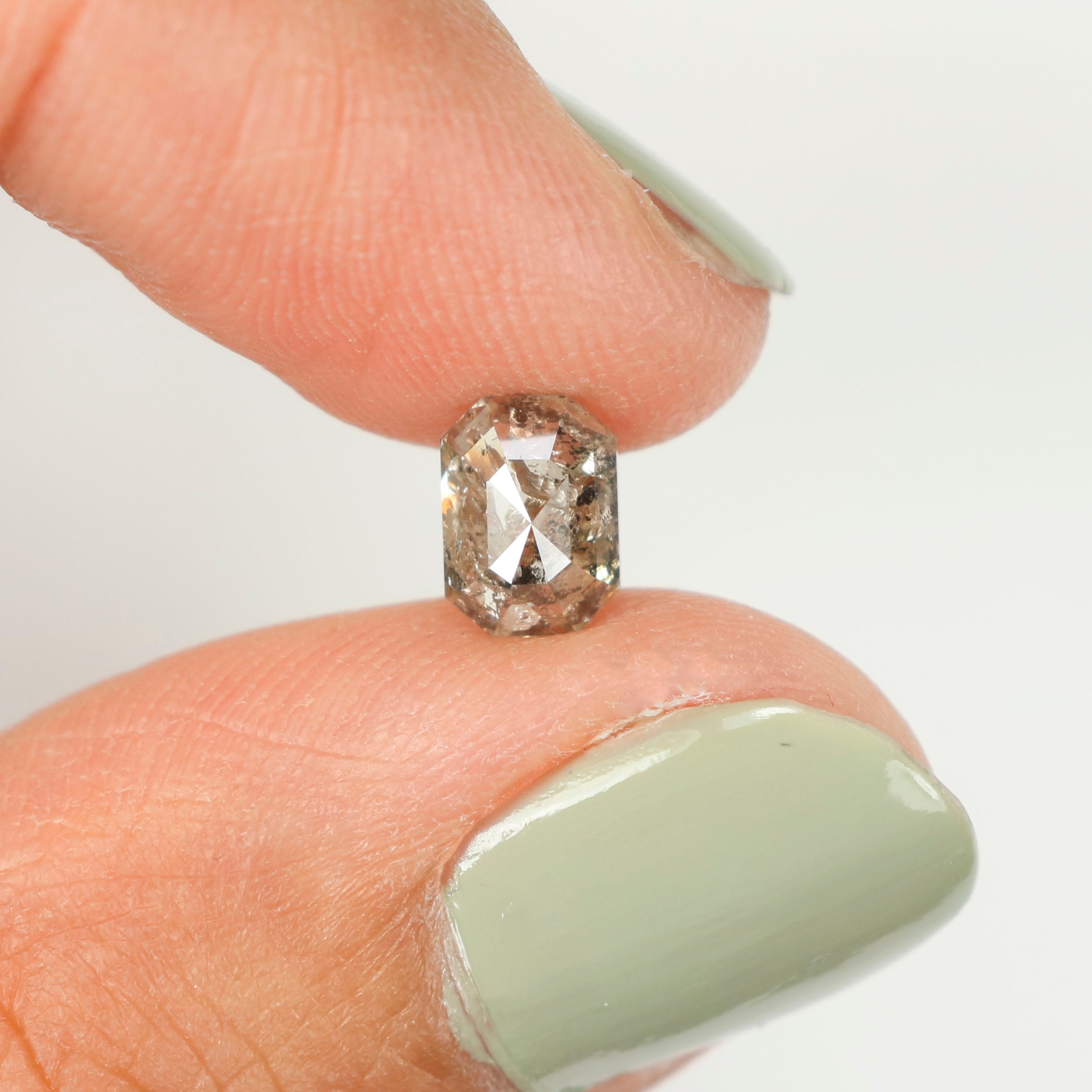 0.75 CT Natural Loose Emerald Shape Diamond Salt And Pepper Emerald Diamond 5.95 MM Black Grey Color Emerald Shape Rose Cut Diamond QL9987