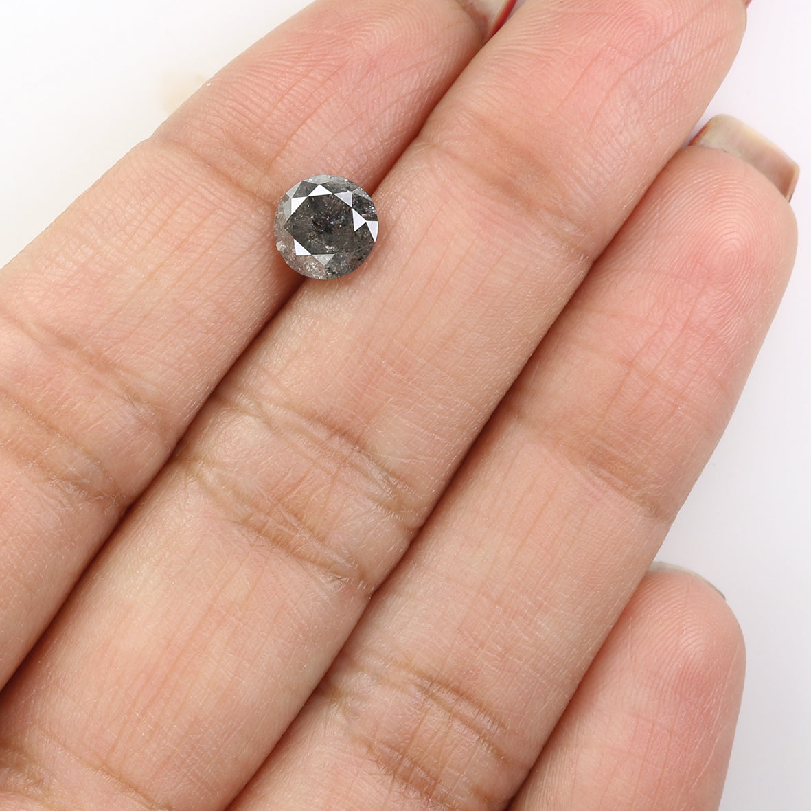 1.26 CT Natural Loose Round Shape Diamond Salt And Pepper Round Cut Diamond 6.55 MM Natural Loose Diamond Round Brilliant Cut Diamond LQ1419