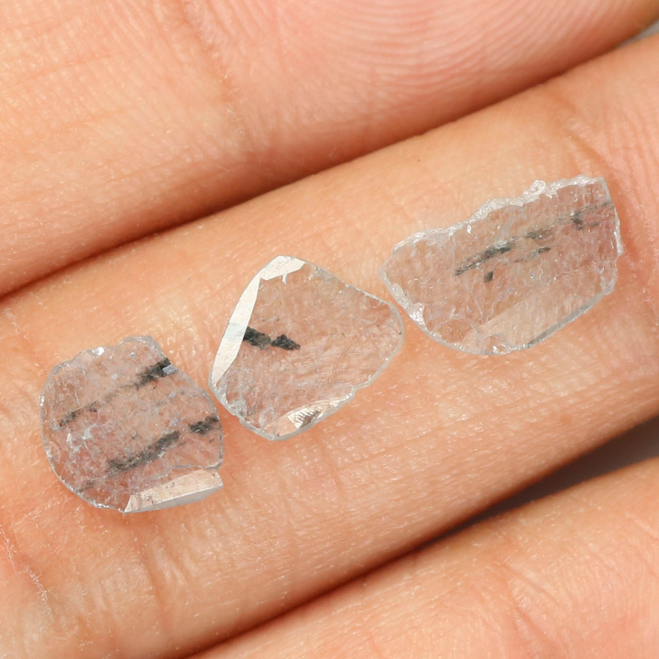 0.91 Ct Natural Loose Slice Shape Diamond Salt And Pepper Slice Cut Diamond 6.80 MM Natural Black Grey Color Irregular Cut Diamond LQ9836