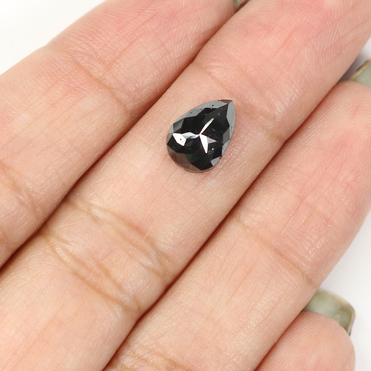 2.10 CT Natural Loose Pear Shape Diamond Black Color Pear Cut Diamond 9.40 MM Natural Loose Black Color Diamond Pear Rose Cut Diamond LQ1677