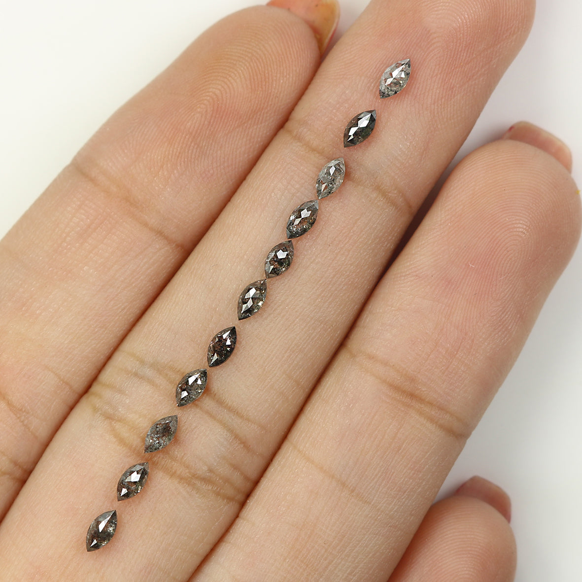 0.99 CT Natural Loose Marquise Shape Diamond Salt And Pepper Marquise Cut Diamond 3.90 MM Black Grey Color Marquise Rose Cut Diamond QL1348