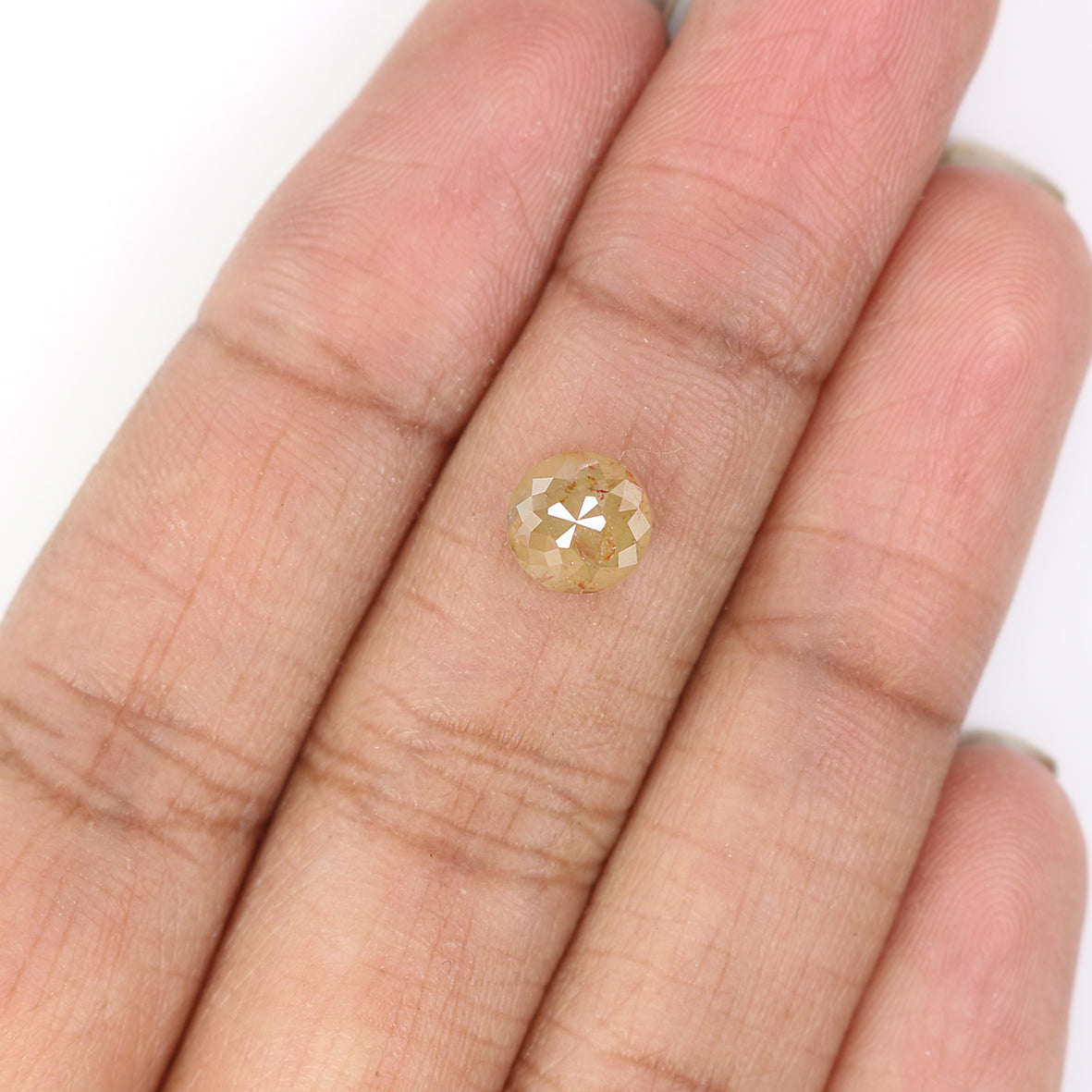 1.51 CT Natural Loose Round Rose Cut Diamond Yellow Color Round Shape Diamond 6.40 MM Natural Yellow Color Round Rose Cut Diamond KQ2436