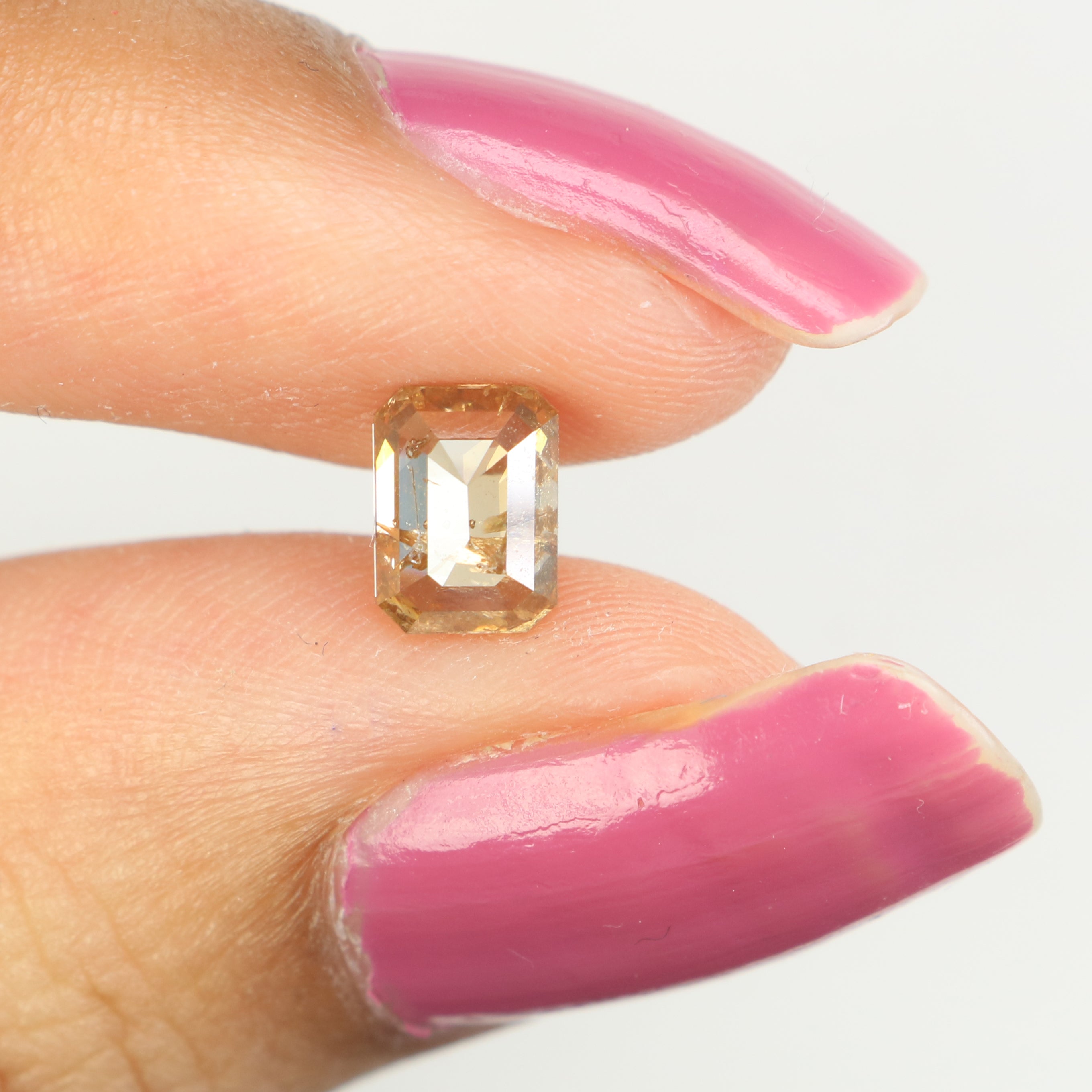 0.87 Ct Natural Loose Emerald Shape Diamond Brown Color Emerald Diamond 6.05 MM Natural Loose Brown Diamond Emerald Rose Cut Diamond QL060