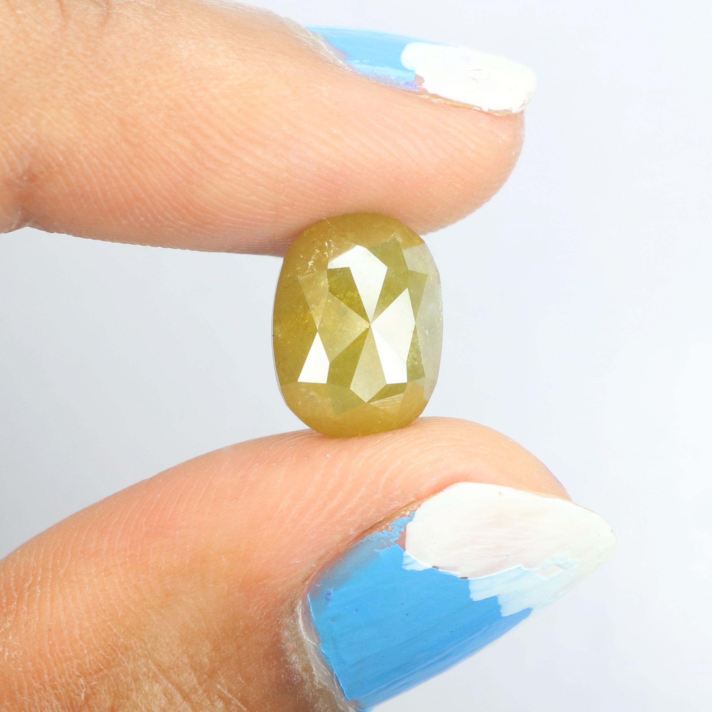 5.01 CT Natural Loose Oval Shape Diamond Yellow Color Oval Shape Diamond 11.40 MM Natural Loose Green Color Oval Rose Cut Diamond QL8645