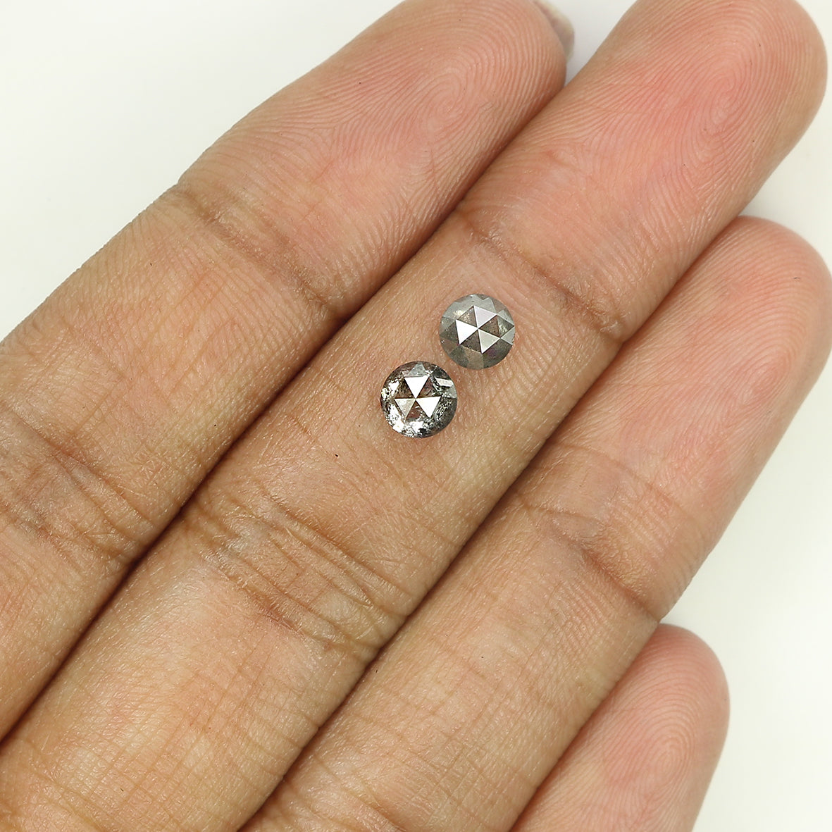 0.95 CT Natural Loose Round Rose Cut Pair Diamond Salt And Pepper Rose Cut Diamond 4.60 MM Natural Black Grey Round Rose Cut Diamond QL1006