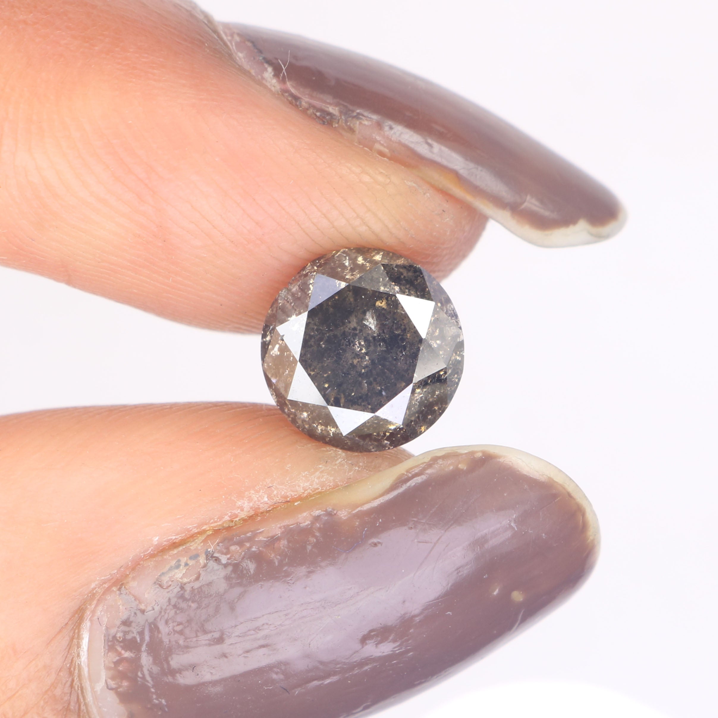 2.05 CT Natural Loose Round Shape Diamond Black Grey Color Round Cut Diamond 7.85 MM Salt And Pepper Round Brilliant Cut Diamond QL9209