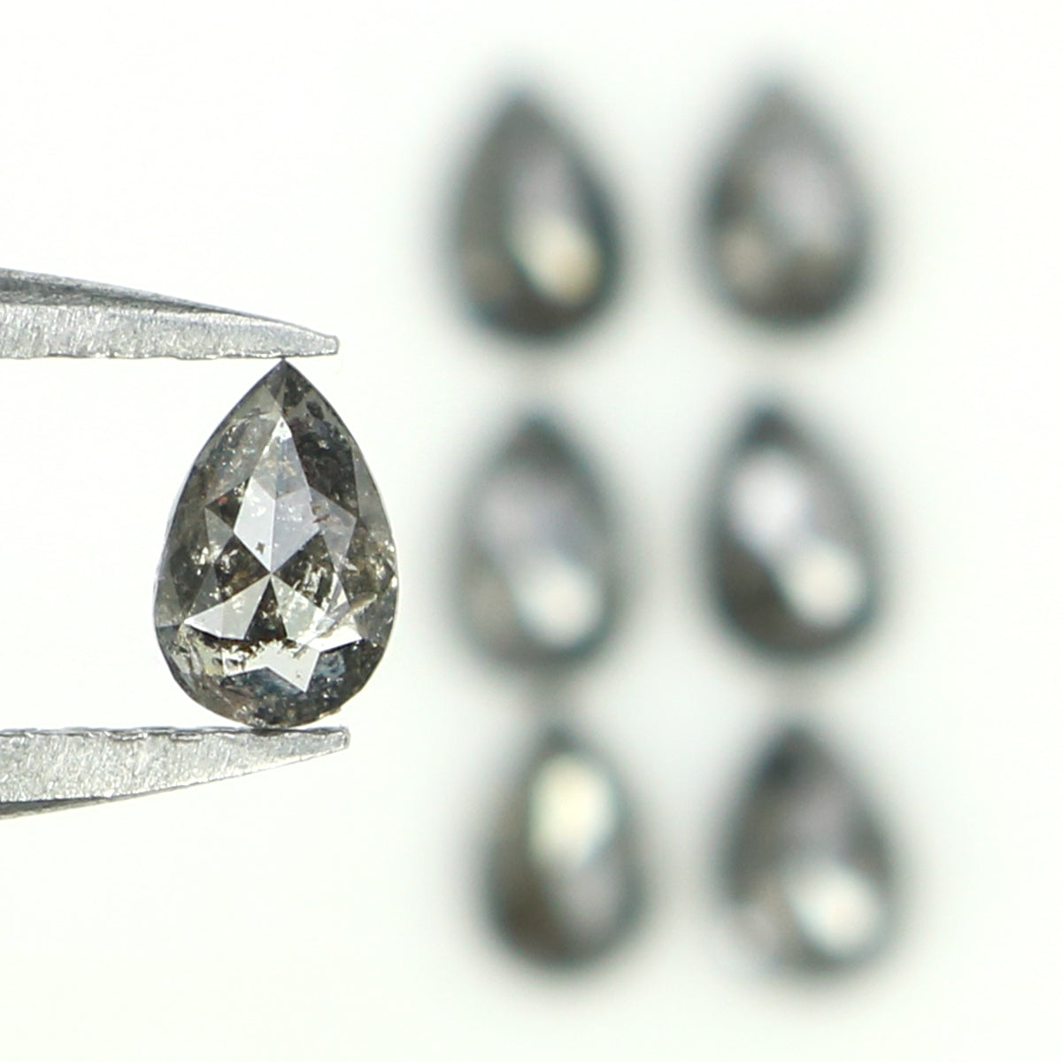 1.05 CT Natural Loose Pear Shape Diamond Salt And Pepper Pear Rose Cut Diamond 3.15 MM Black Grey Color Pear Shape Rose Cut Diamond QL1278