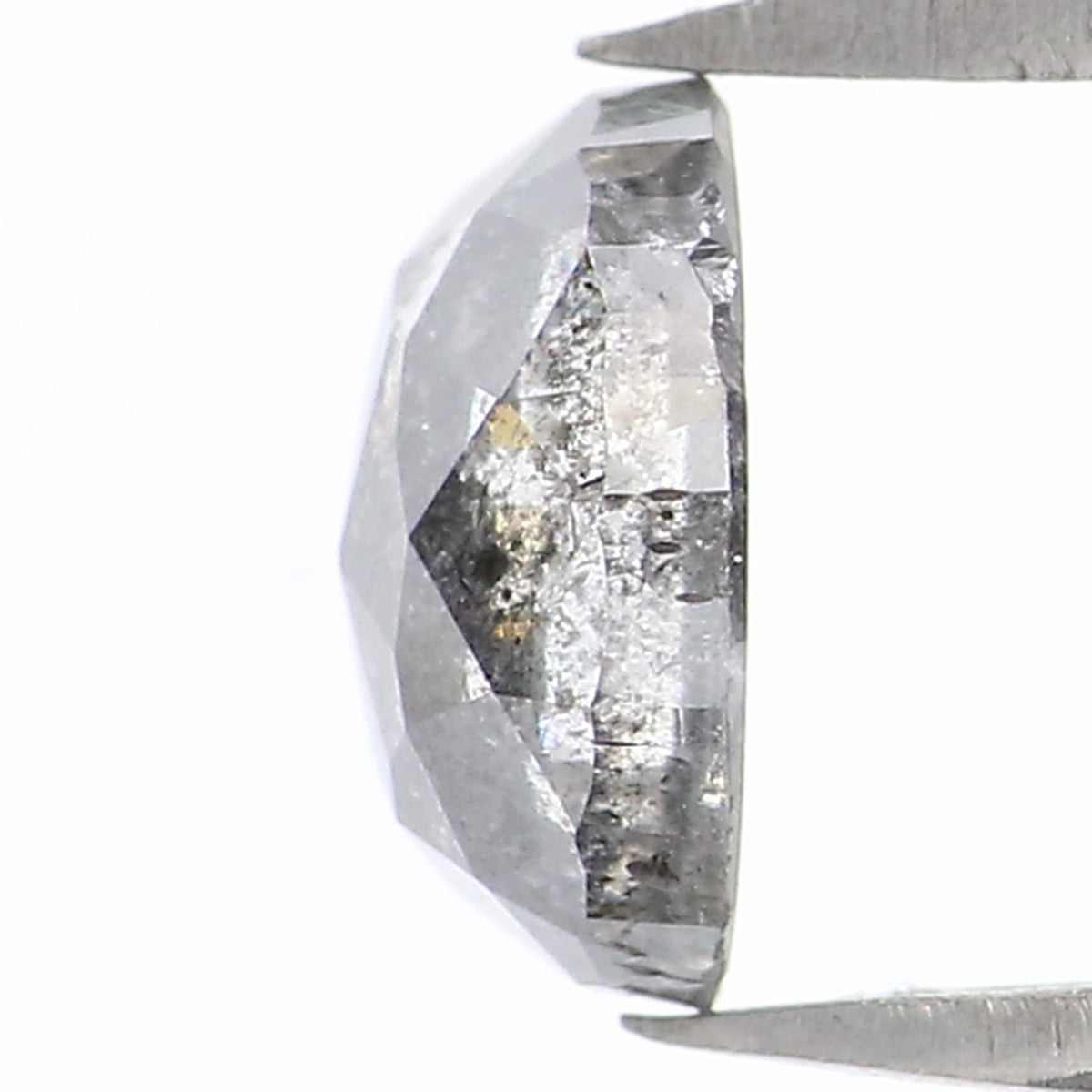 0.86 CT Natural Loose Oval Shape Diamond Salt And Pepper Oval Rose Cut Diamond 6.60 MM Black Grey Color Oval Shape Rose Cut Diamond QL2057
