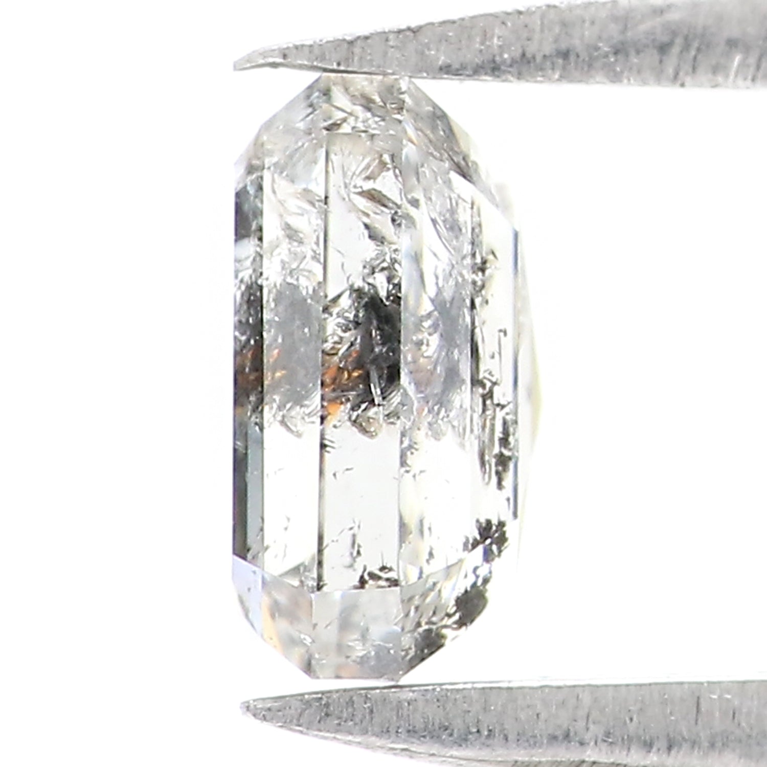 0.79 CT Natural Loose Emerald Shape Diamond Salt And Pepper Emerald Shape Diamond 5.70 MM Black Grey Color Emerald Rose Cut Diamond QL2718