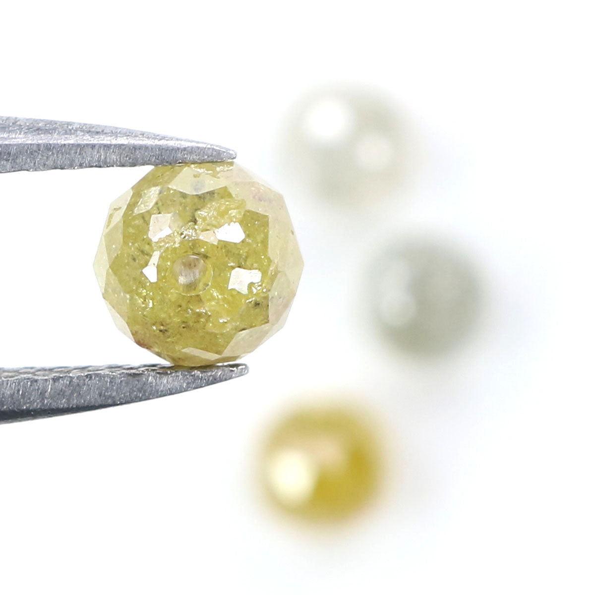 Natural Loose Round Bead Yellow Gray Color Diamond 2.31 CT 3.60 MM Bead Shape Rose Cut Diamond L1807