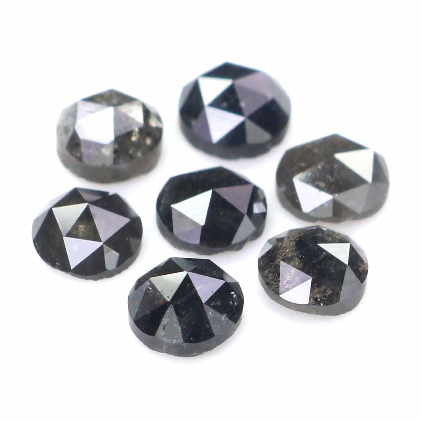 2.52 Ct Natural Loose Round Rose Cut Diamond Salt And Pepper Round Shape Diamond 4.20 MM Natural Black Grey Round Rose Cut Diamond LQ2377