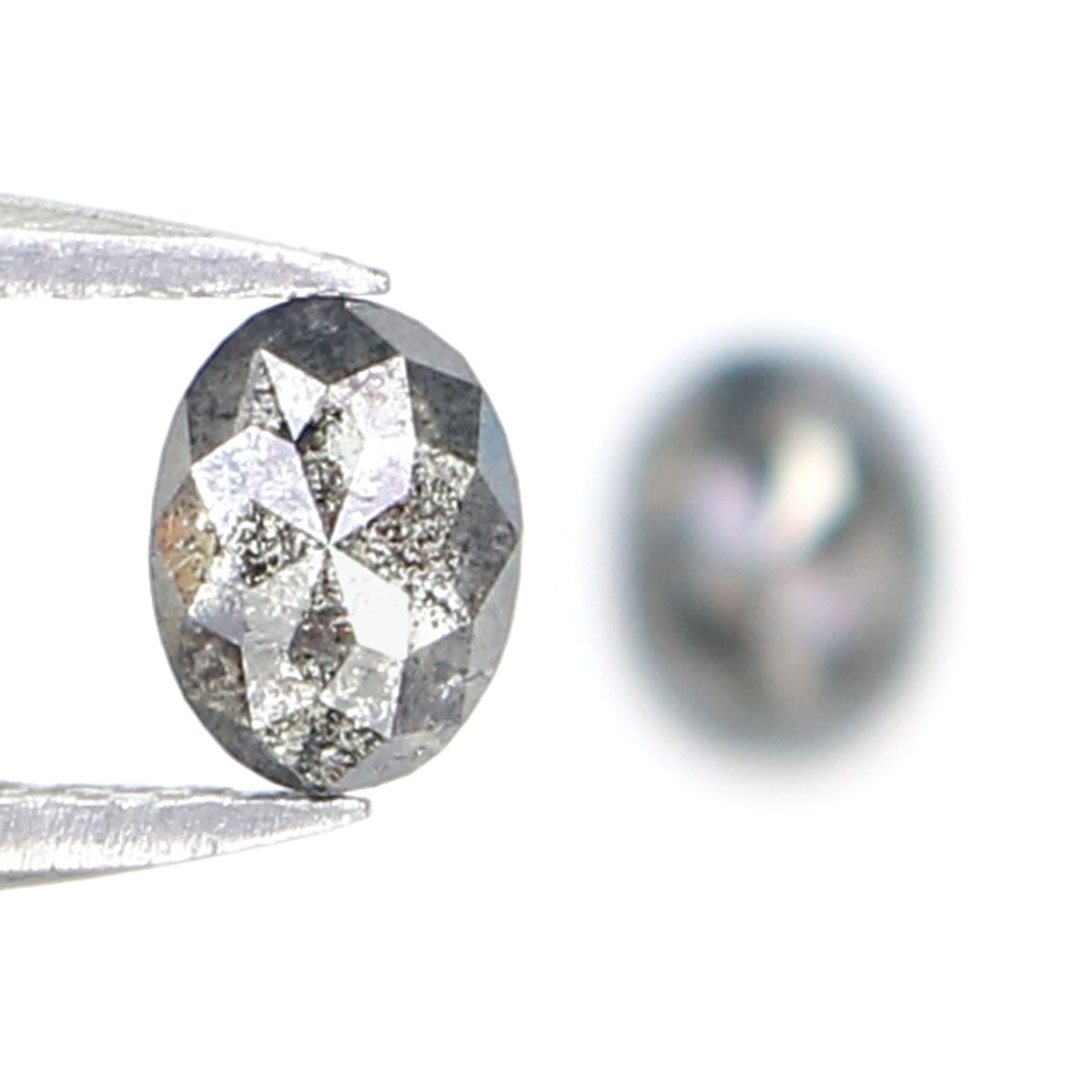 0.54 CT Natural Loose Oval Cut Pair Diamond Salt And Pepper Oval Shape Diamond 4.80 MM Natural Loose Black Grey Oval Rose Cut Diamond LQ2448