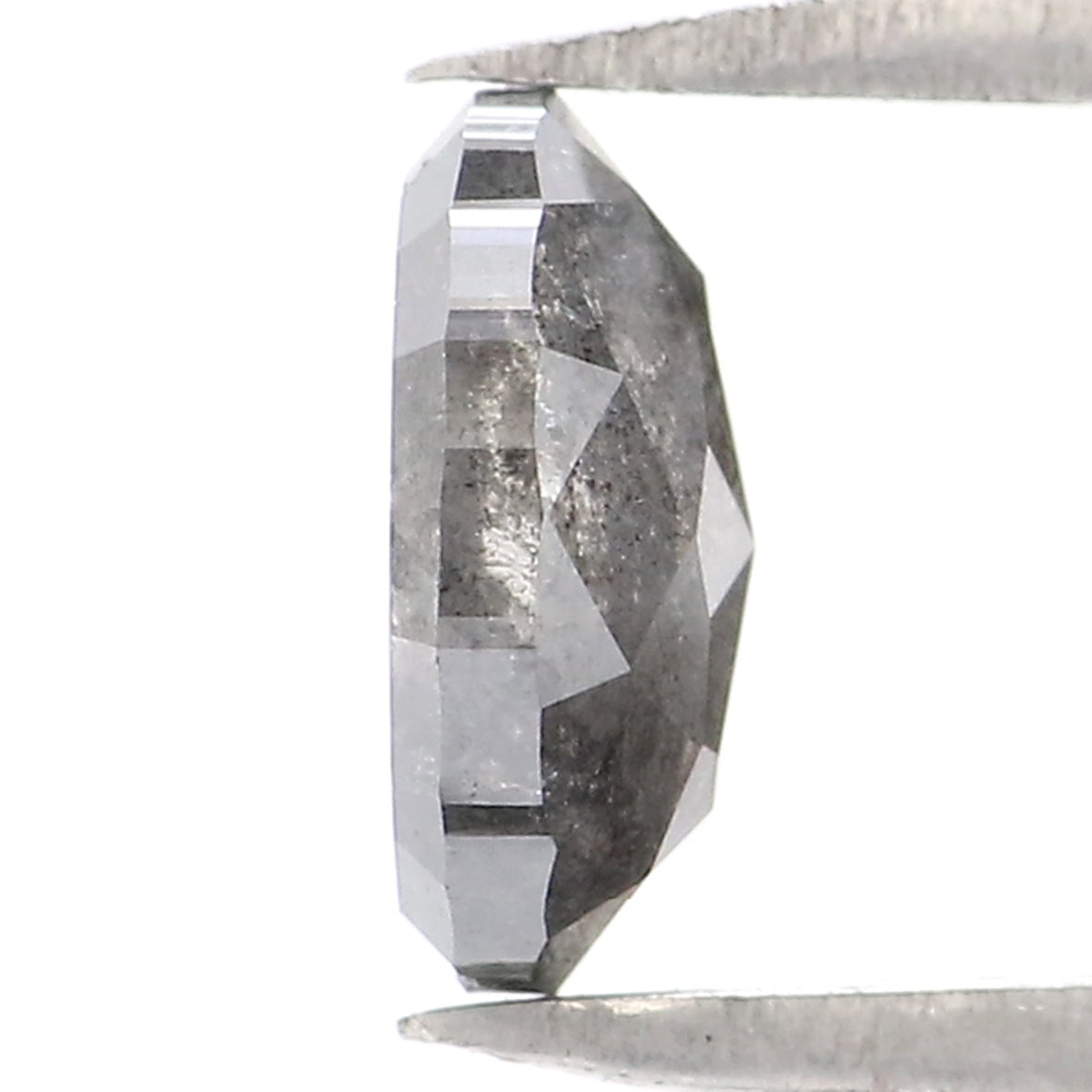 Natural Loose Oval Salt And Pepper Diamond Black Grey Color 0.87 CT 6.69 MM Oval Shape Rose Cut Diamond L2059