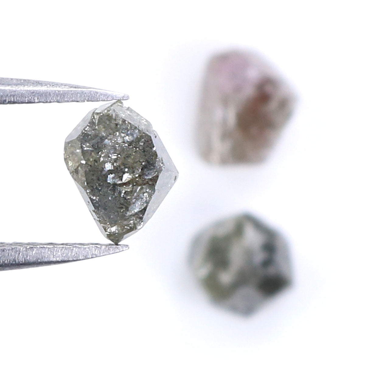 3.74 CT Natural Loose Rough Shape Diamond Salt And Pepper Rough Cut Diamond 5.85 MM Natural Black Grey Rough Irregular Cut Diamond KQ2528