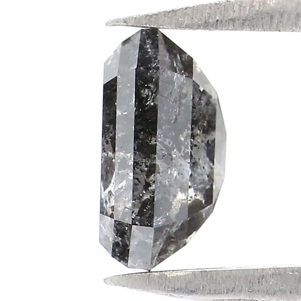 0.83 CT Natural Loose Emerald Shape Diamond Salt And Pepper Emerald Diamond 5.95 MM Black Grey Color Emerald Shape Rose Cut Diamond LQ2276