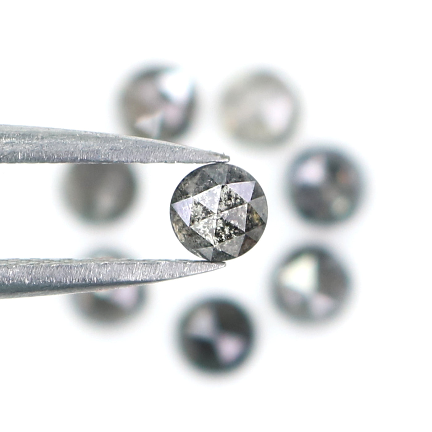 Natural Loose Rose Cut Salt And Pepper Diamond Black Grey Color 1.40 CT 3.53 MM Rose Cut Shape Diamond KDL2391