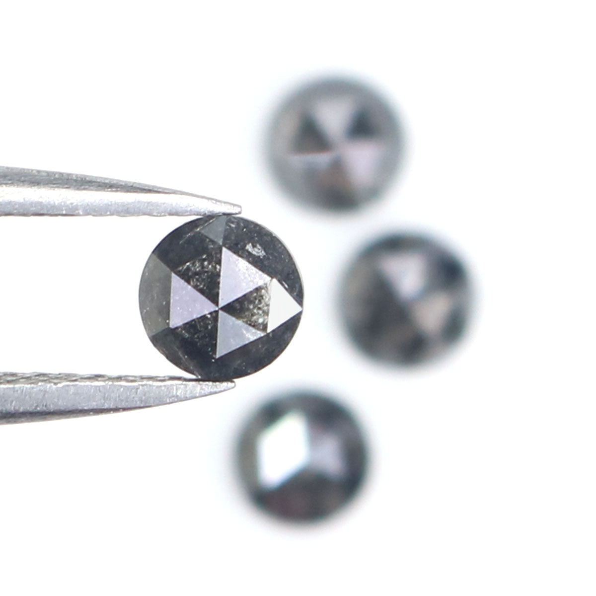 1.31 Ct Natural Loose Round Rose Cut Diamond Salt And Pepper Round Diamond 4.30 MM Natural Black Grey Color Round Rose Cut Diamond KQ2553