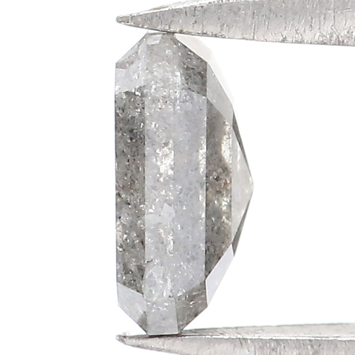 Natural Loose Emerald Salt And Pepper Diamond Black Grey Color 0.82 CT 6.10 MM Emerald Shape Rose Cut Diamond L2003