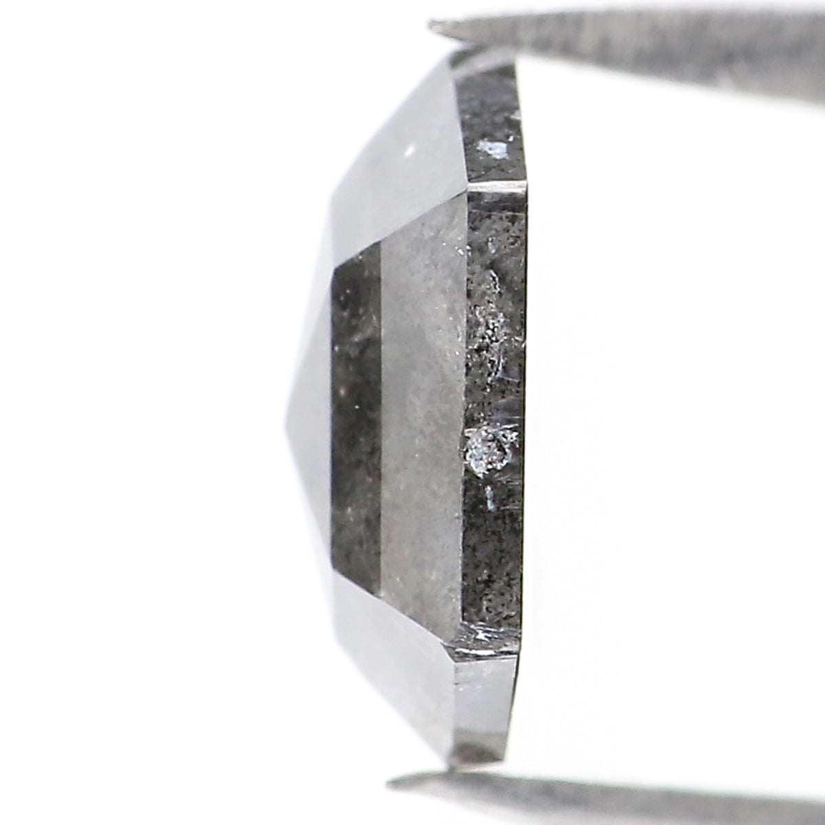 1.53 CT Natural Loose Hexagon Shape Diamond Salt And Pepper Hexagon Diamond 8.60 MM Black Grey Color Hexagon Shape Rose Cut Diamond LQ6996